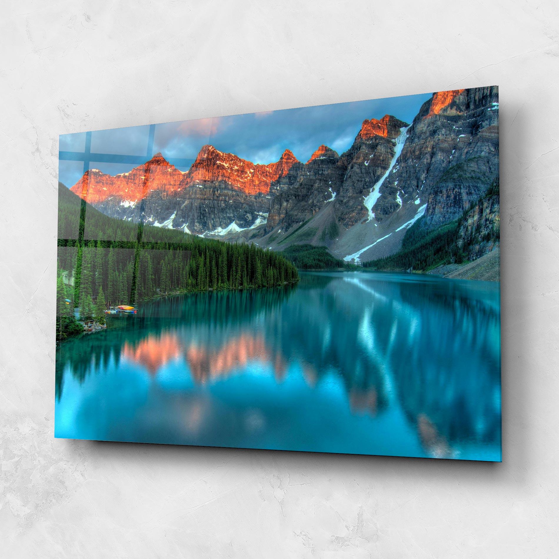 Tablou Sticla Beautiful Blue Lake mockup 1