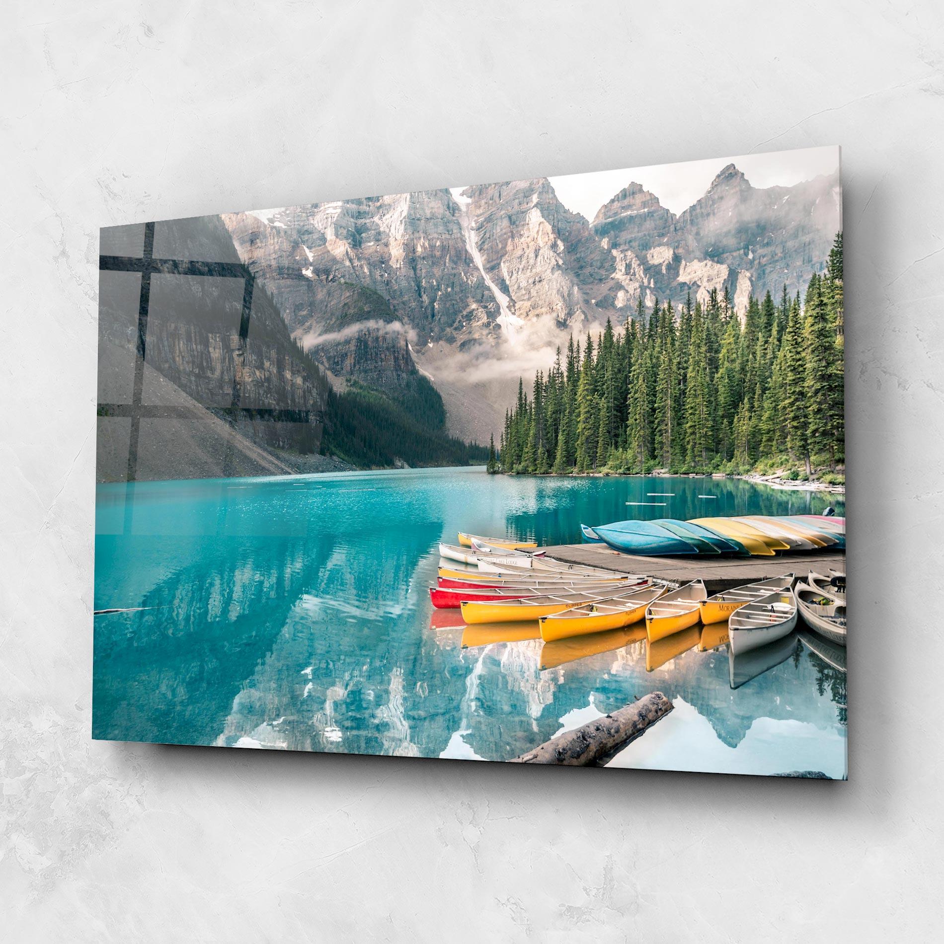 Tablou Sticla Beautiful Moraine Lake mockup 1