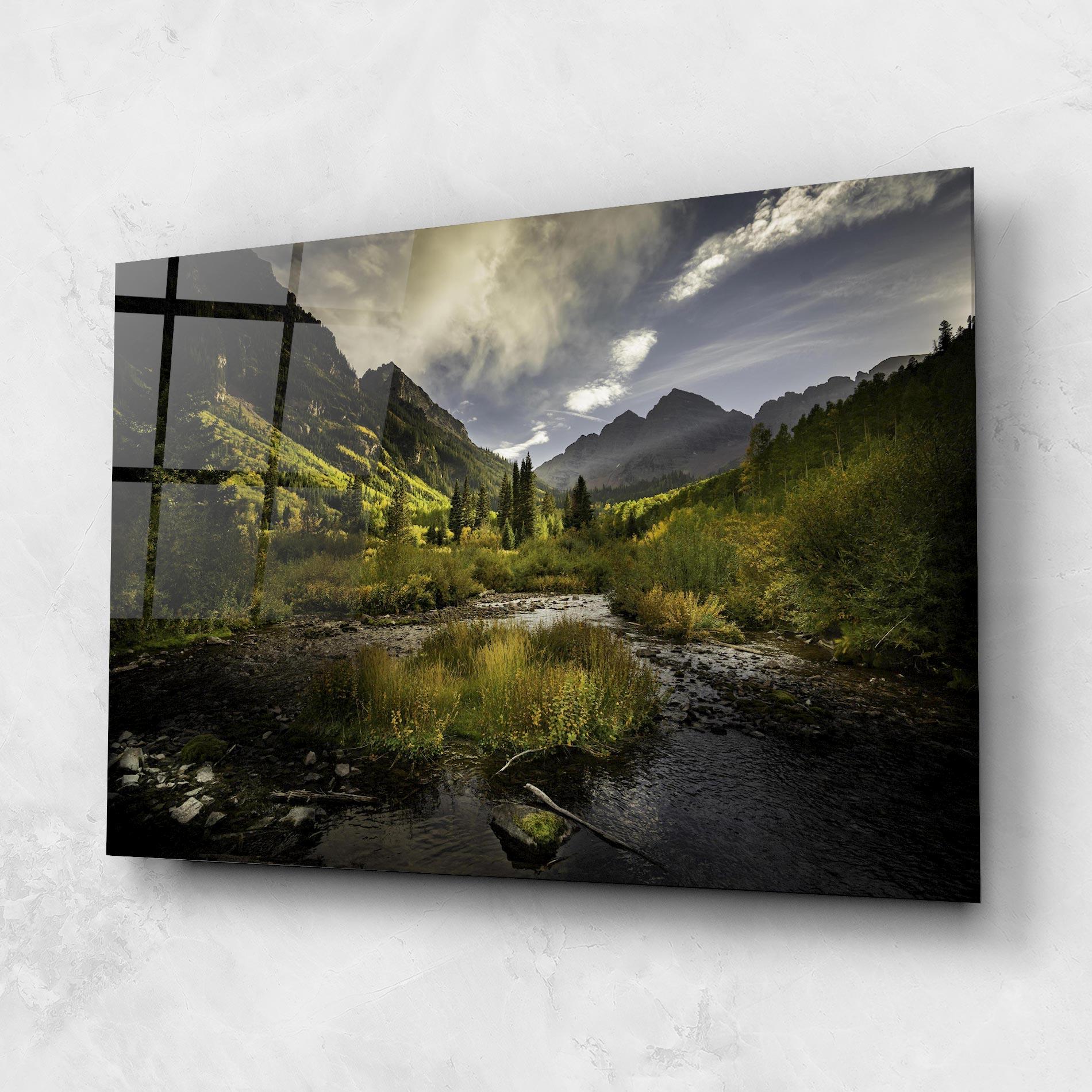 Tablou Sticla Cloudy Lake mockup 1