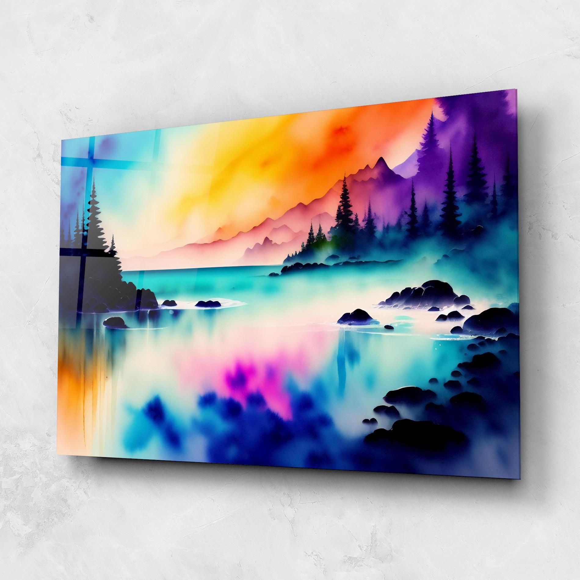 Tablou Sticla Lake Painting mockup 1