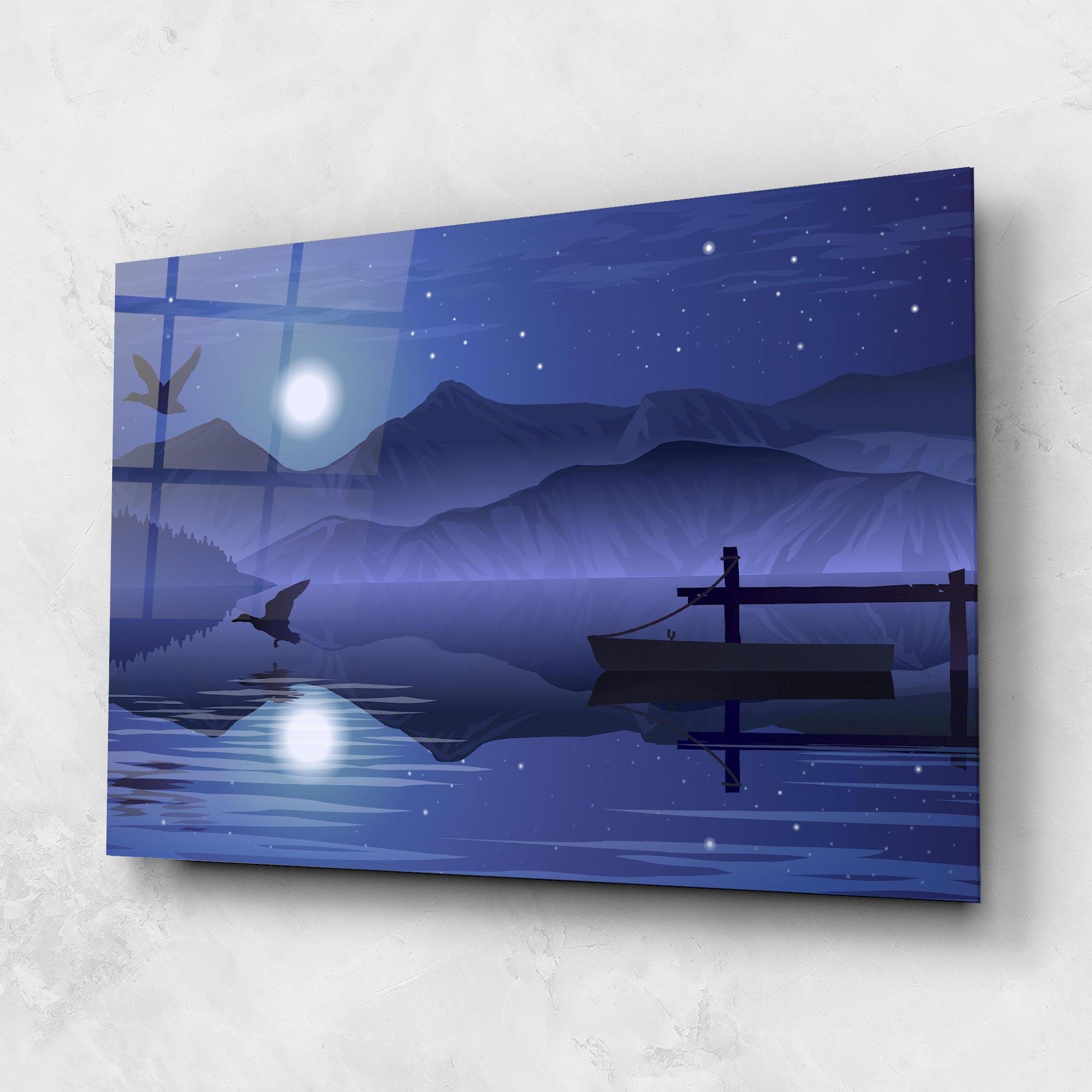 Tablou Sticla Lake Purple Night mockup 1
