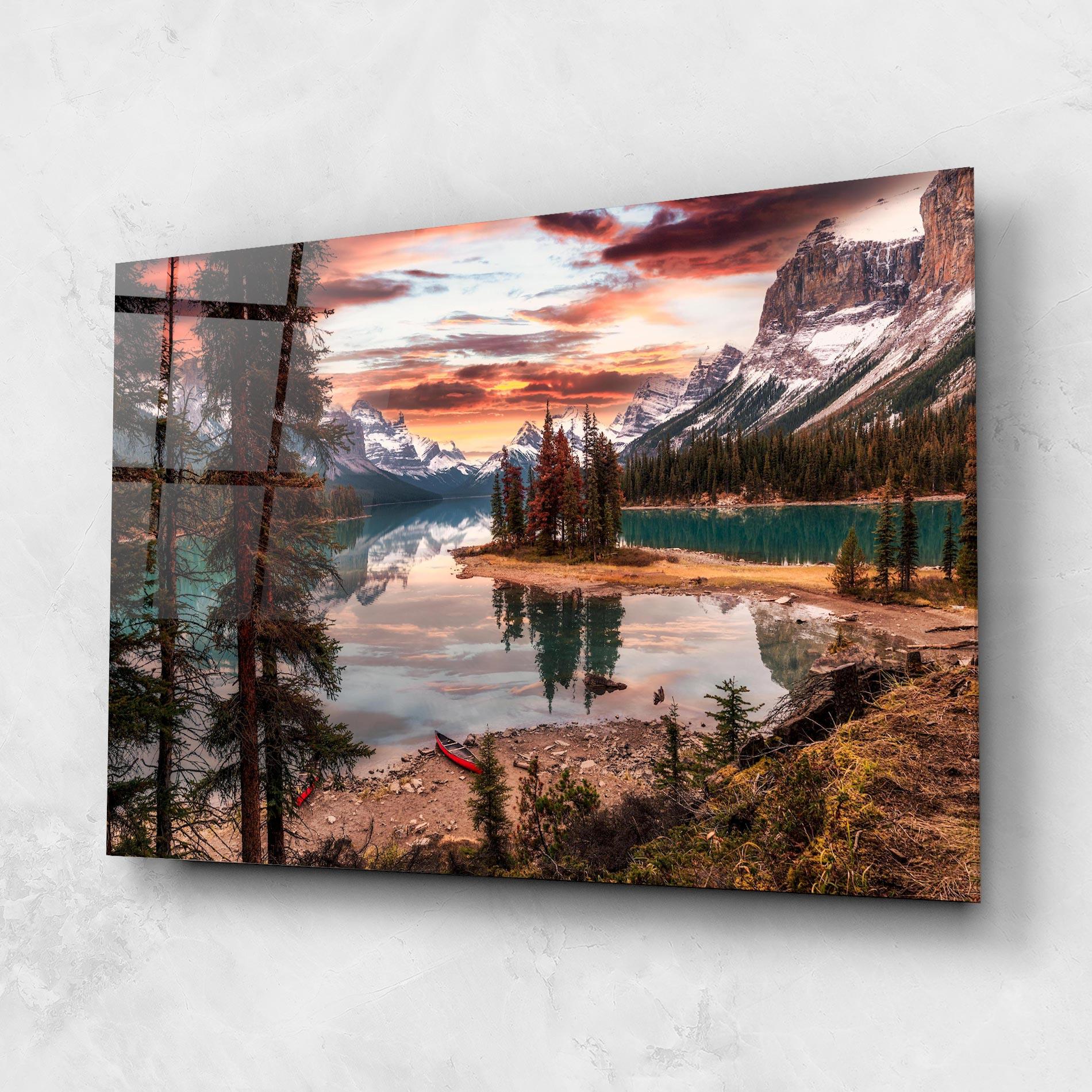Tablou Sticla Sunset Lake View mockup 1