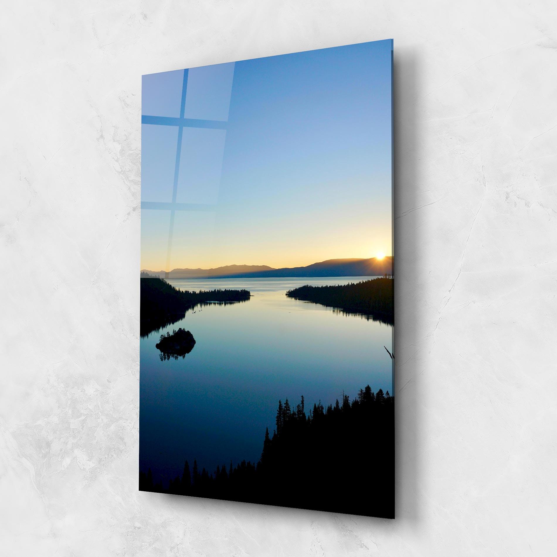 Tablou Sticla Blue Sky Lake mockup 1