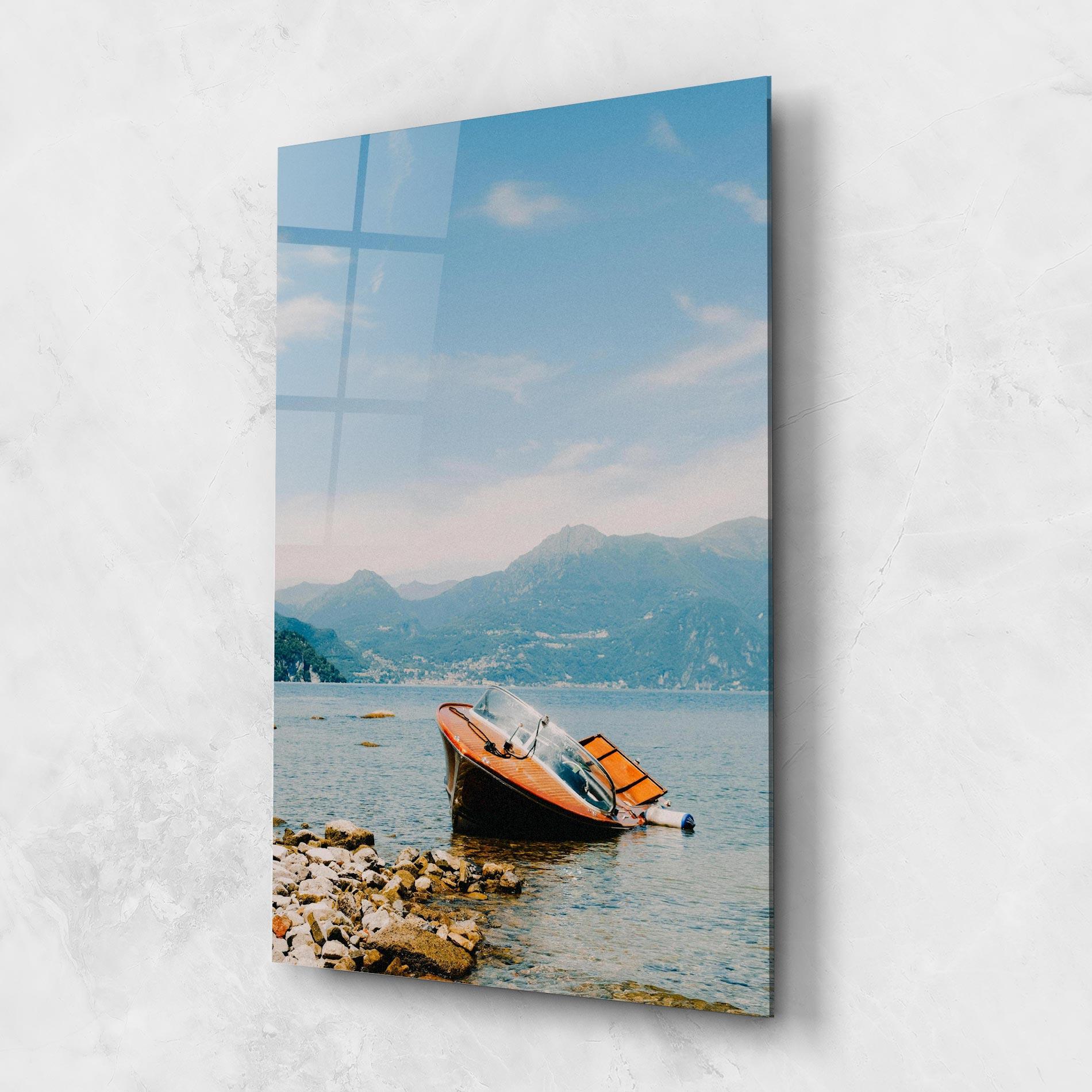Tablou Sticla Boat On The Lake mockup 1