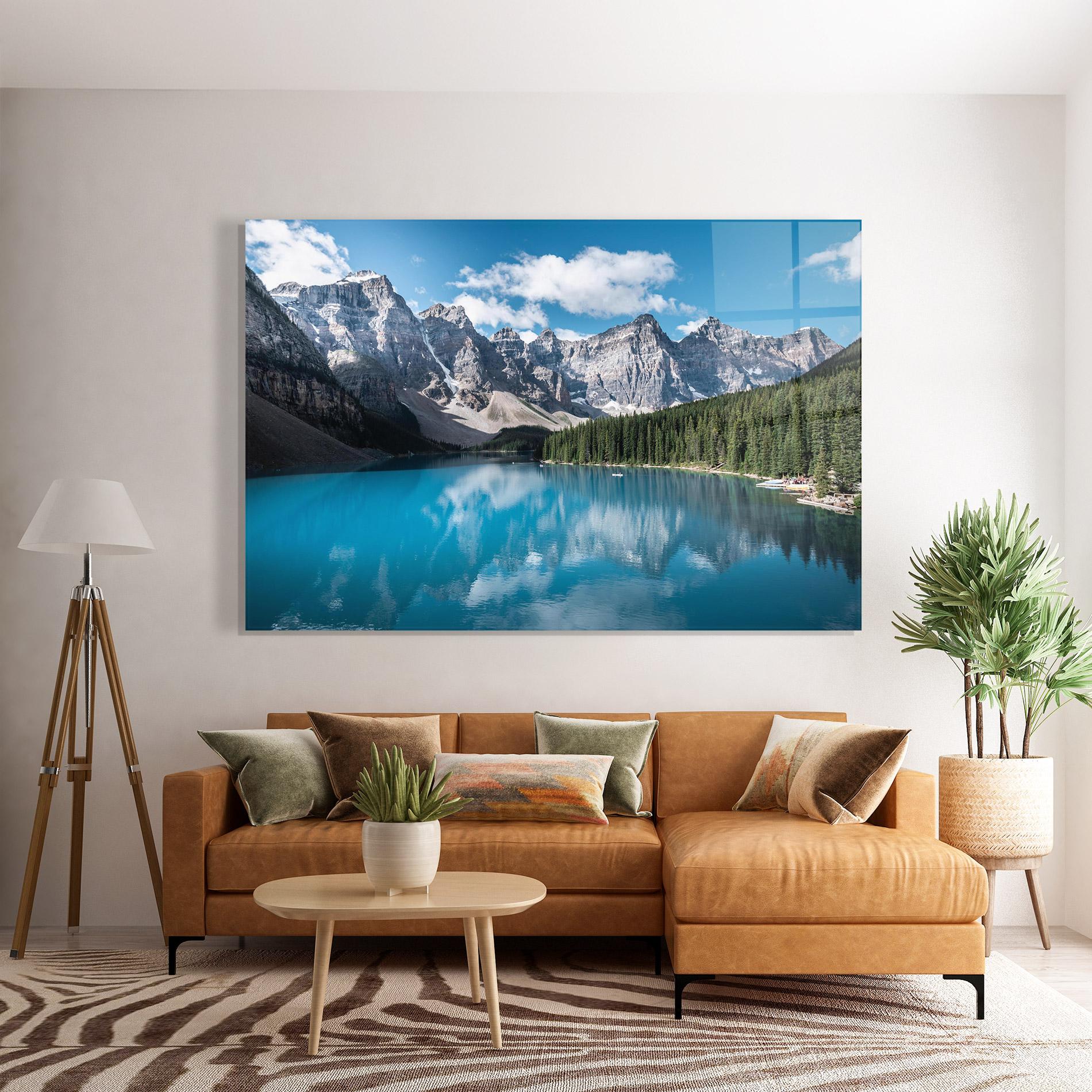 Tablou Sticla Beautiful Lake Canada mockup 7