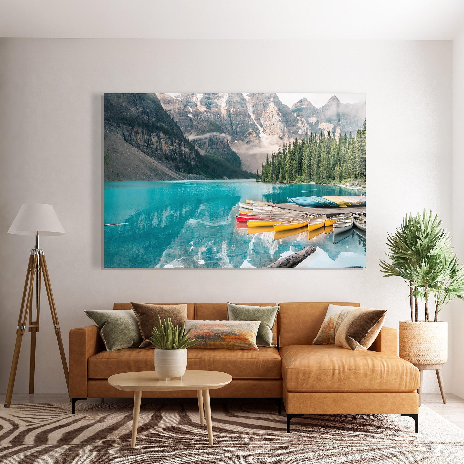 Tablou Sticla Beautiful Moraine Lake mockup 7