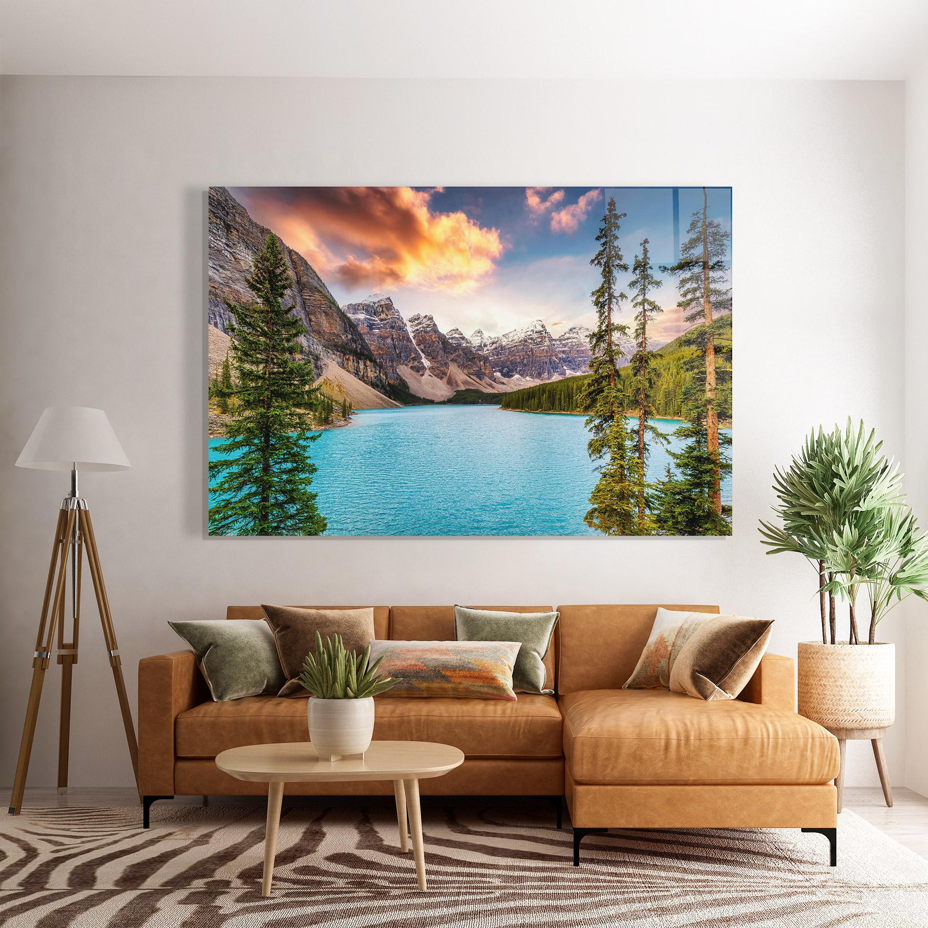 Tablou Sticla Blue Magic Lake mockup 7