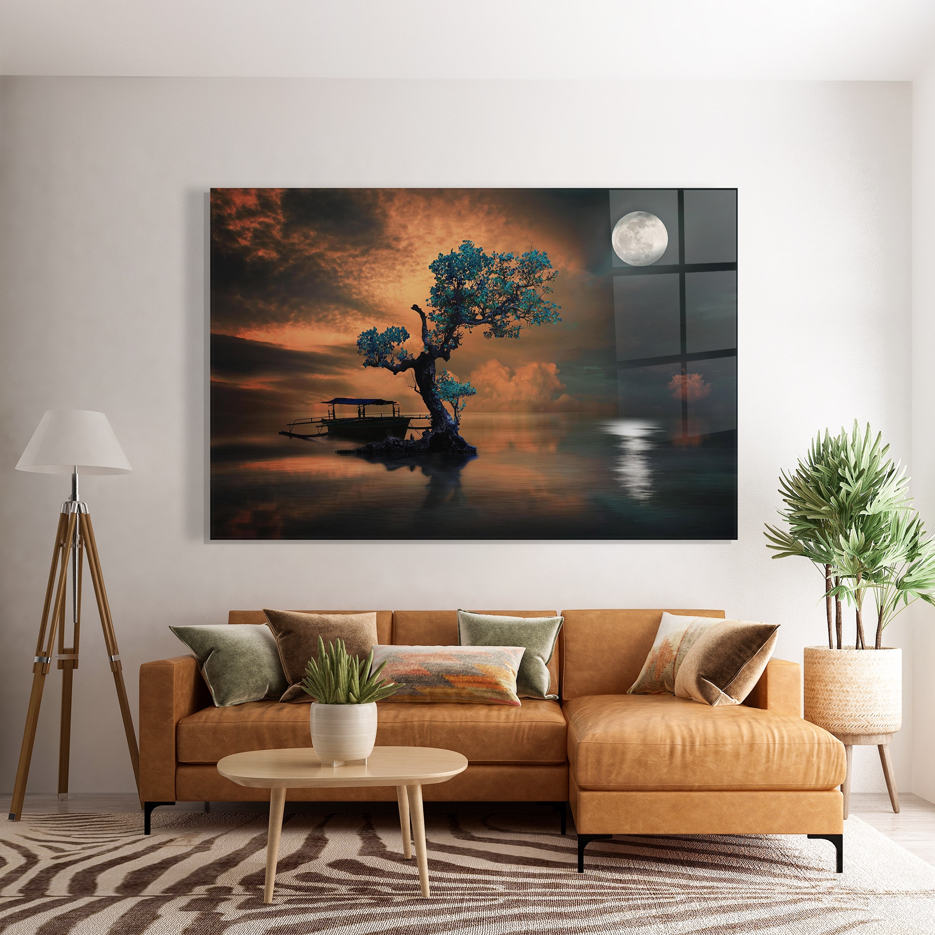 Tablou Sticla Blue Tree