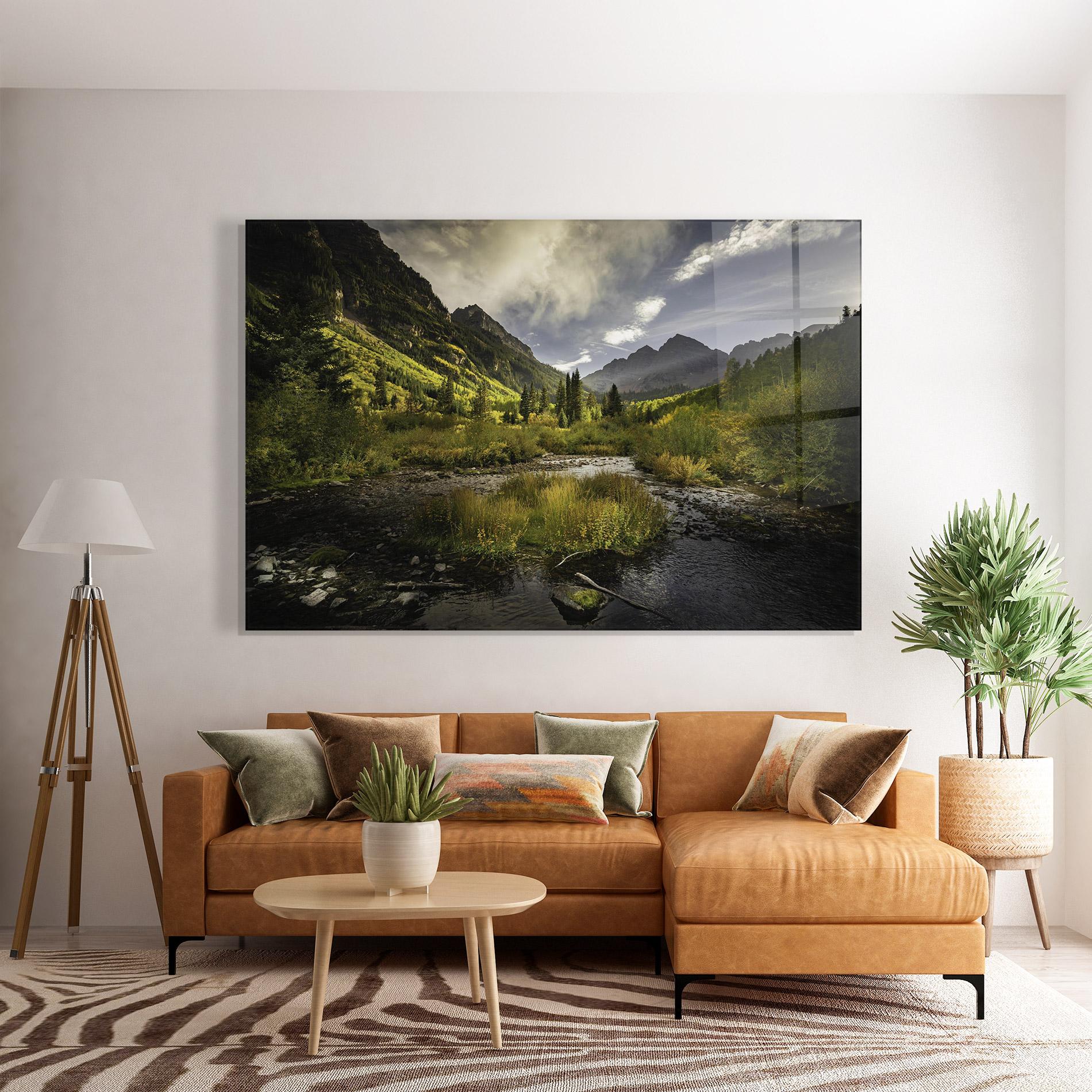 Tablou Sticla Cloudy Lake mockup 7