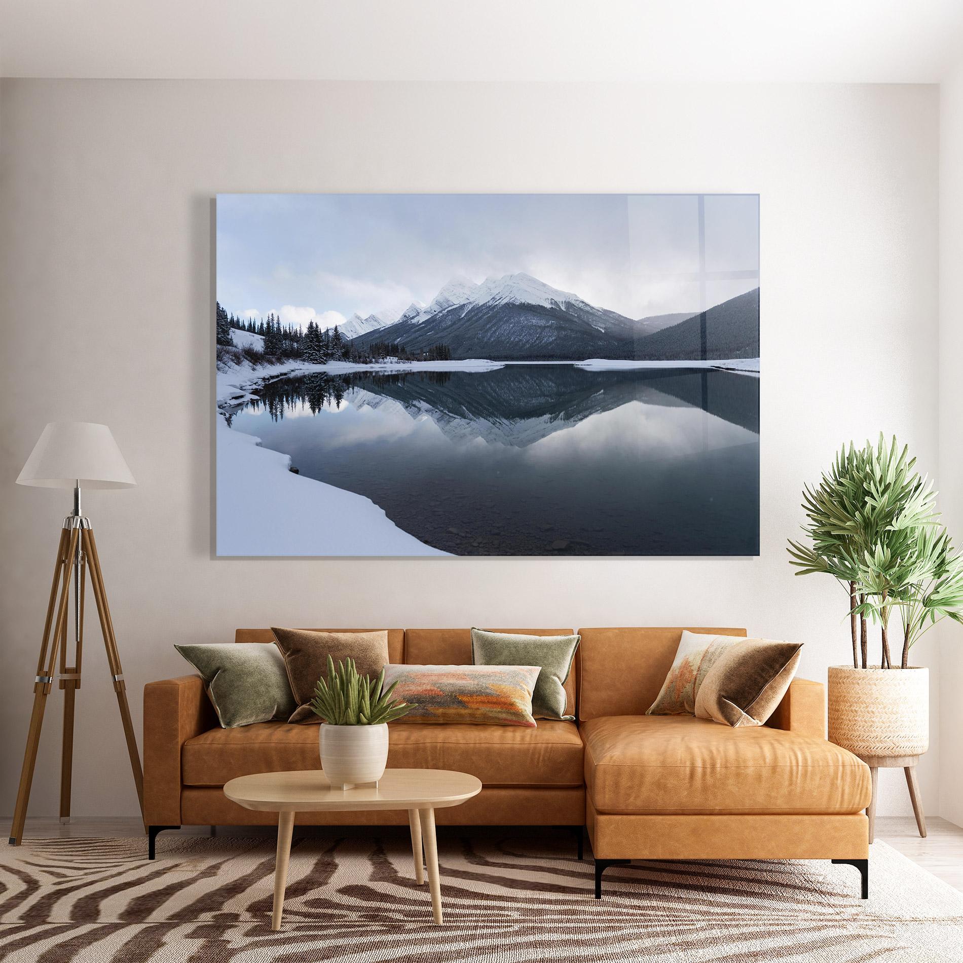 Tablou Sticla Grey Lake mockup 7