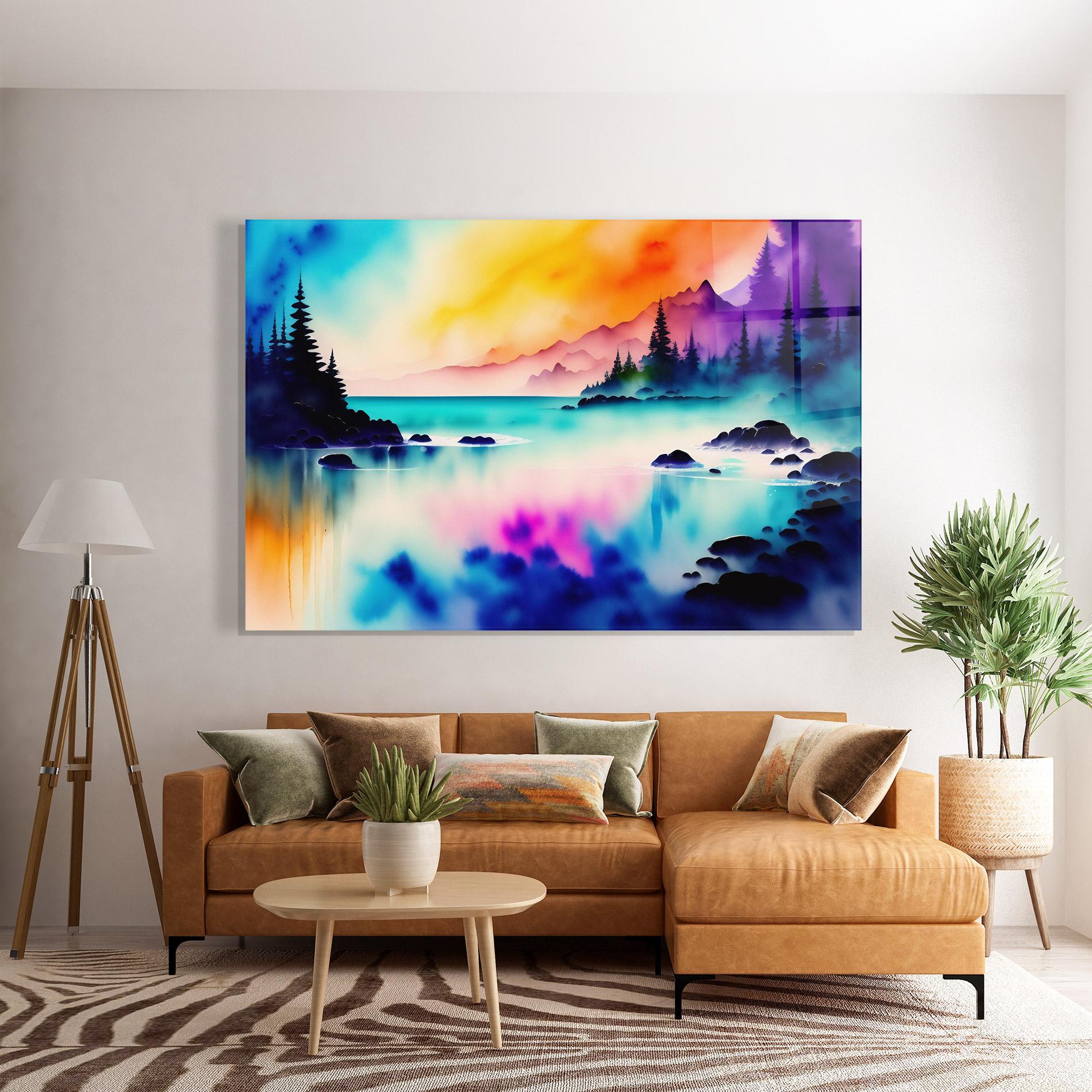 Tablou Sticla Lake Painting mockup 7