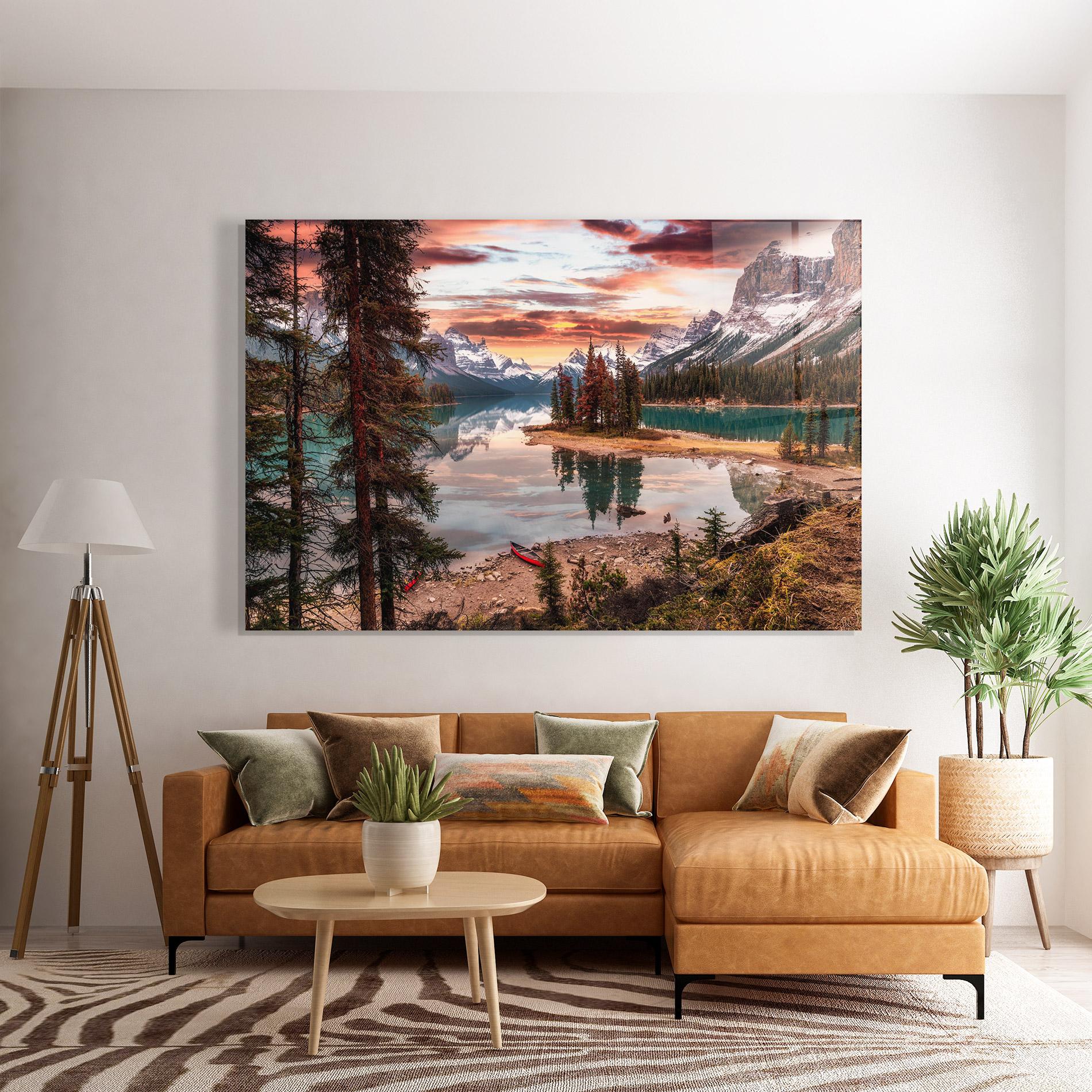 Tablou Sticla Sunset Lake View mockup 7