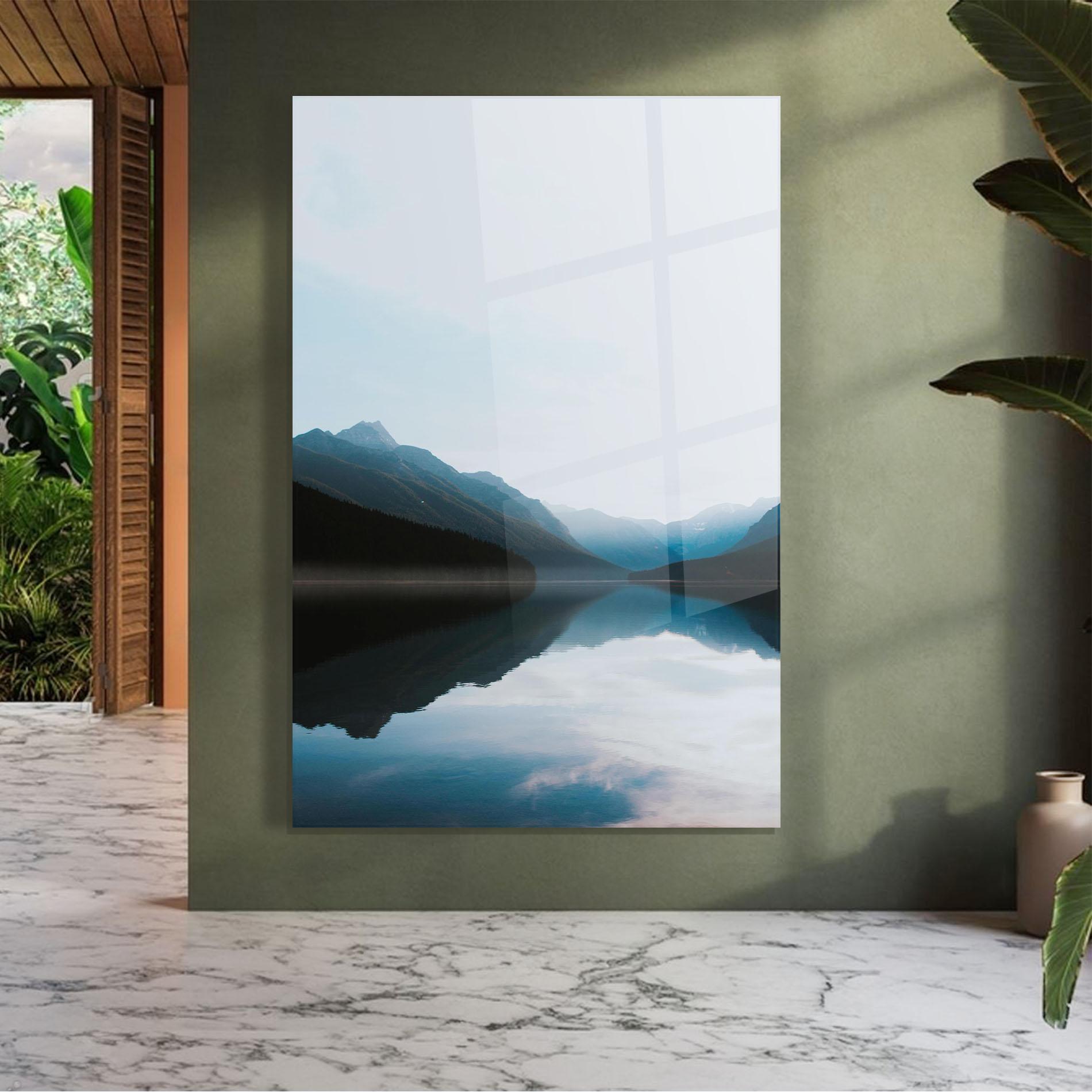 Tablou Sticla Foggy Blue Light mockup 7