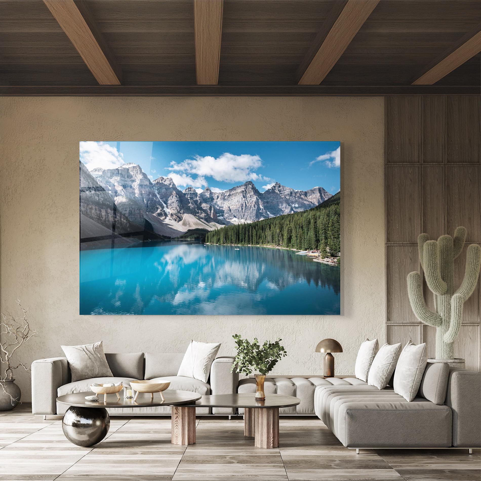 Tablou Sticla Beautiful Lake Canada mockup 8