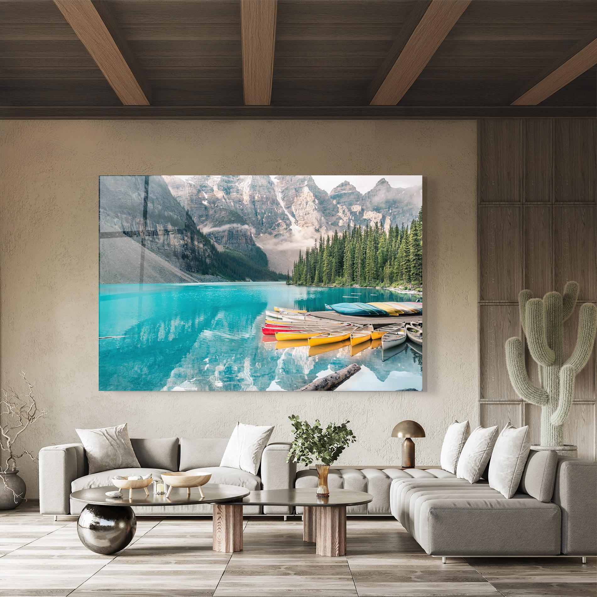 Tablou Sticla Beautiful Moraine Lake mockup 8