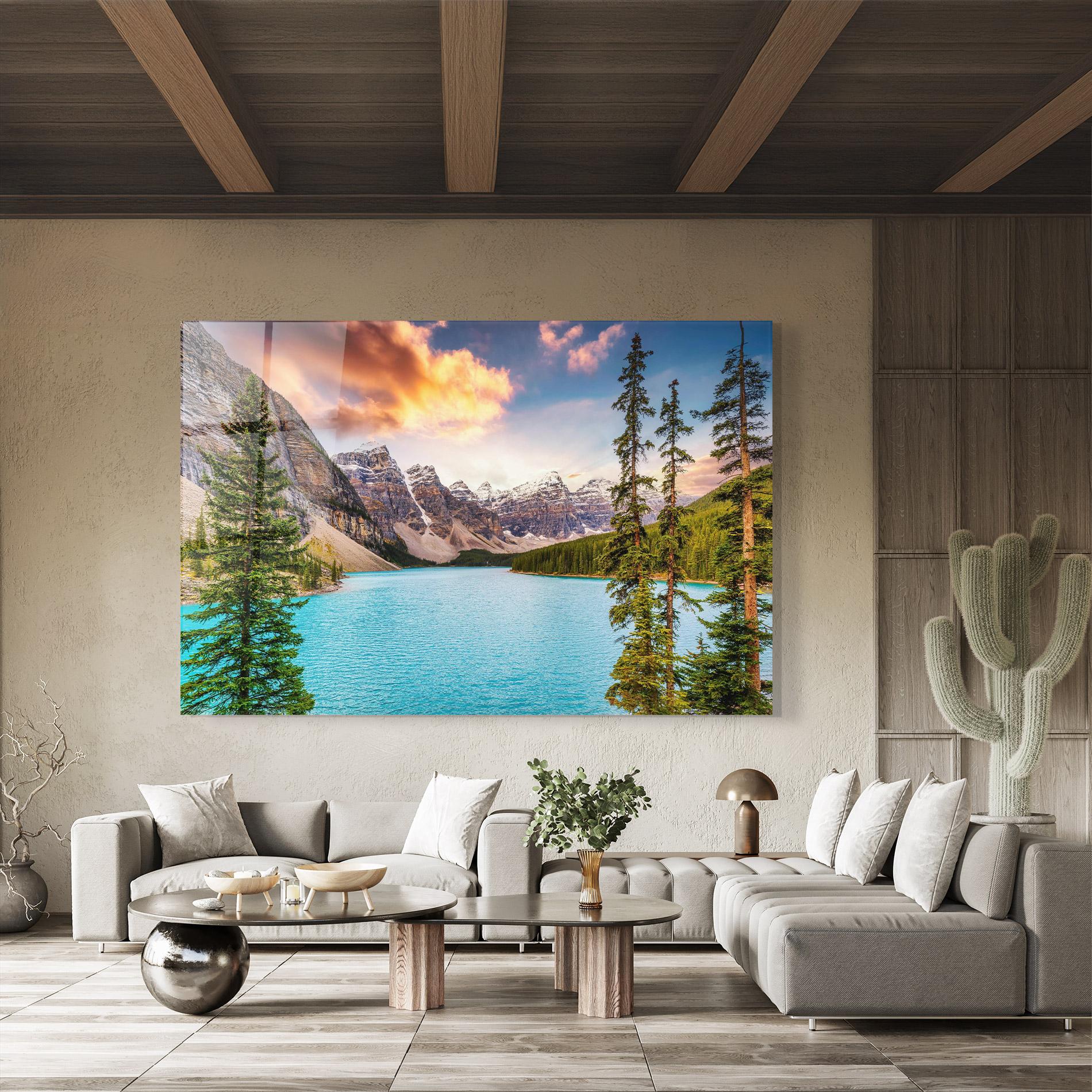 Tablou Sticla Blue Magic Lake mockup 8