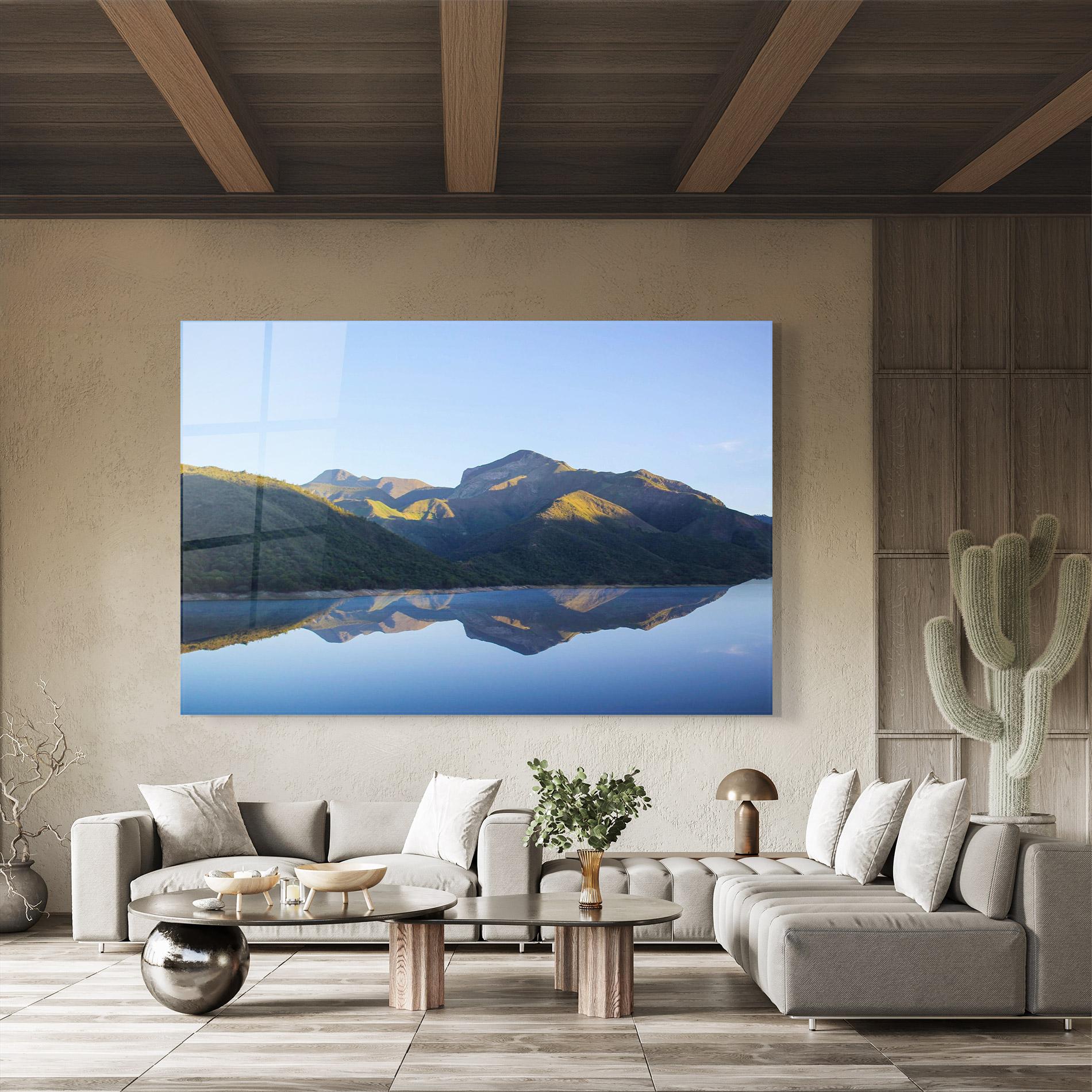 Tablou Sticla Blue Nice Lake mockup 8