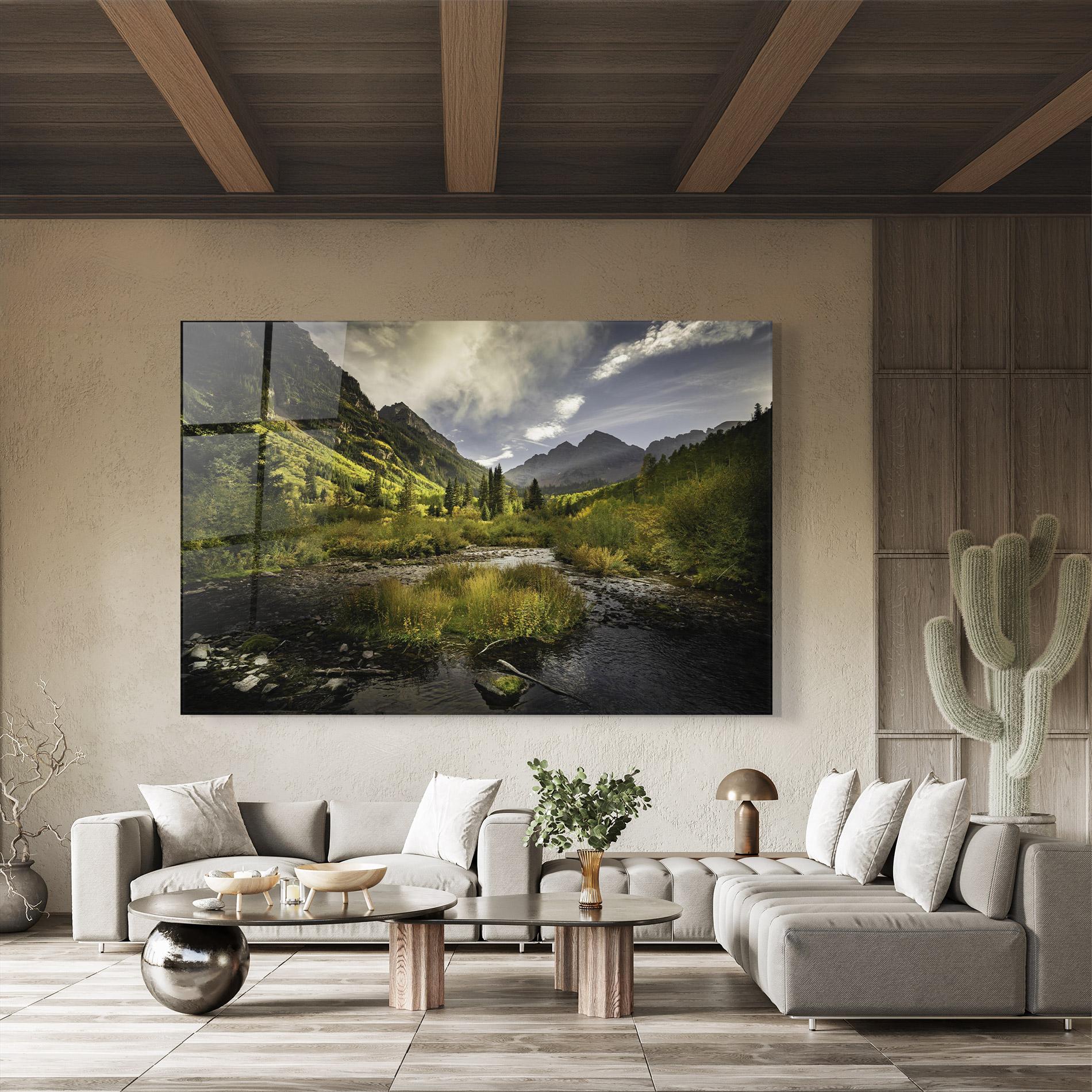 Tablou Sticla Cloudy Lake mockup 8