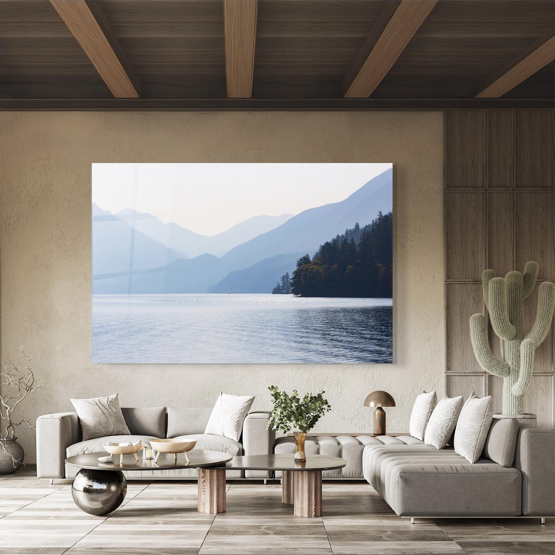 Tablou Sticla Grey Lake View mockup 8