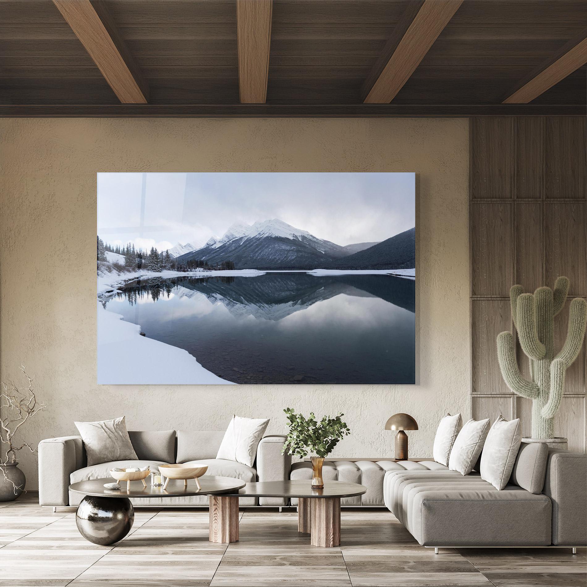 Tablou Sticla Grey Lake mockup 8
