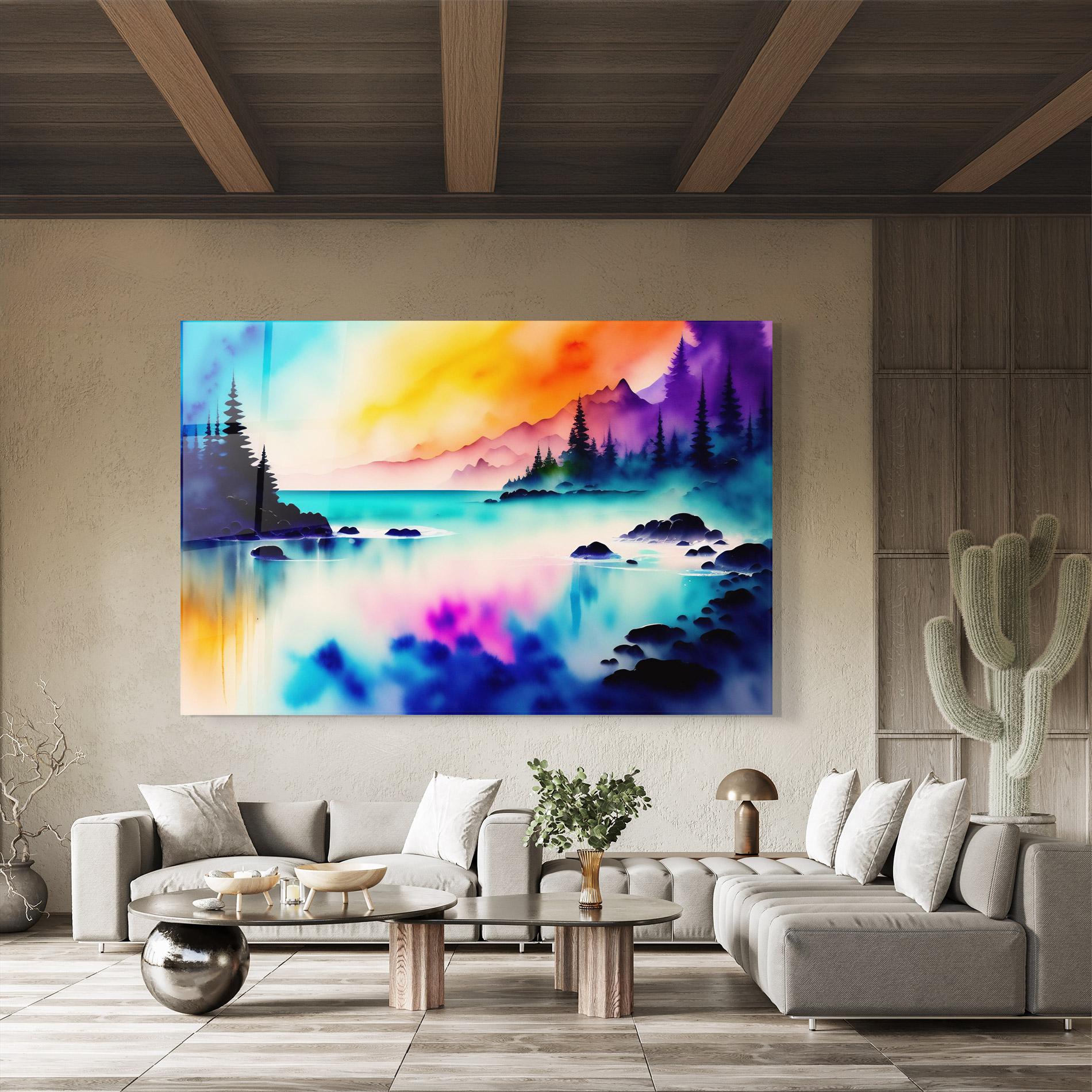 Tablou Sticla Lake Painting mockup 8