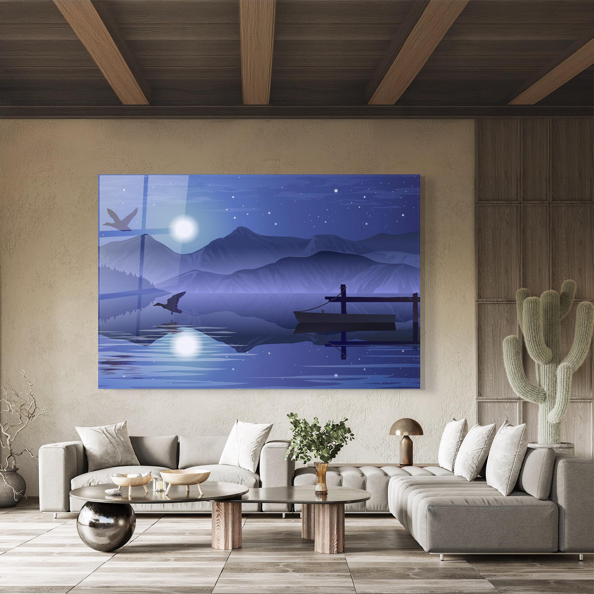 Tablou Sticla Lake Purple Night mockup 8