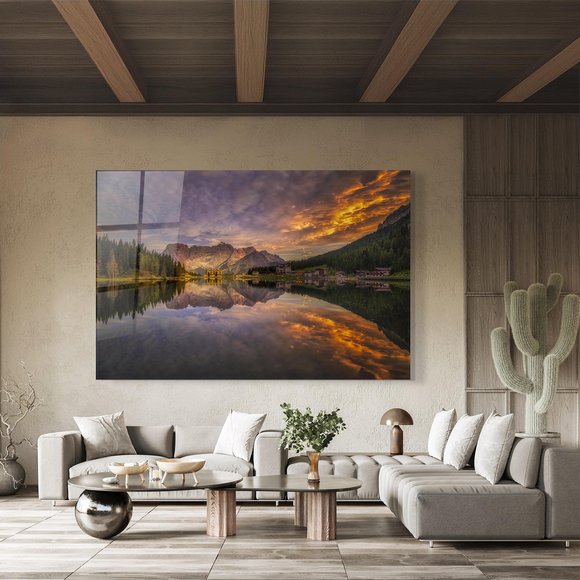 Tablou Sticla Misurina Sunset mockup 8