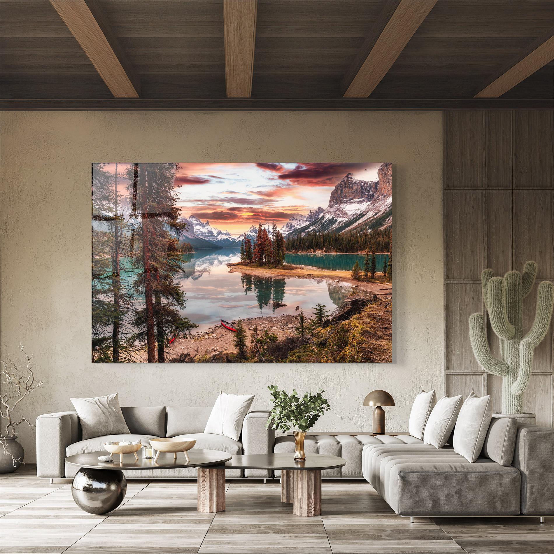 Tablou Sticla Sunset Lake View mockup 8