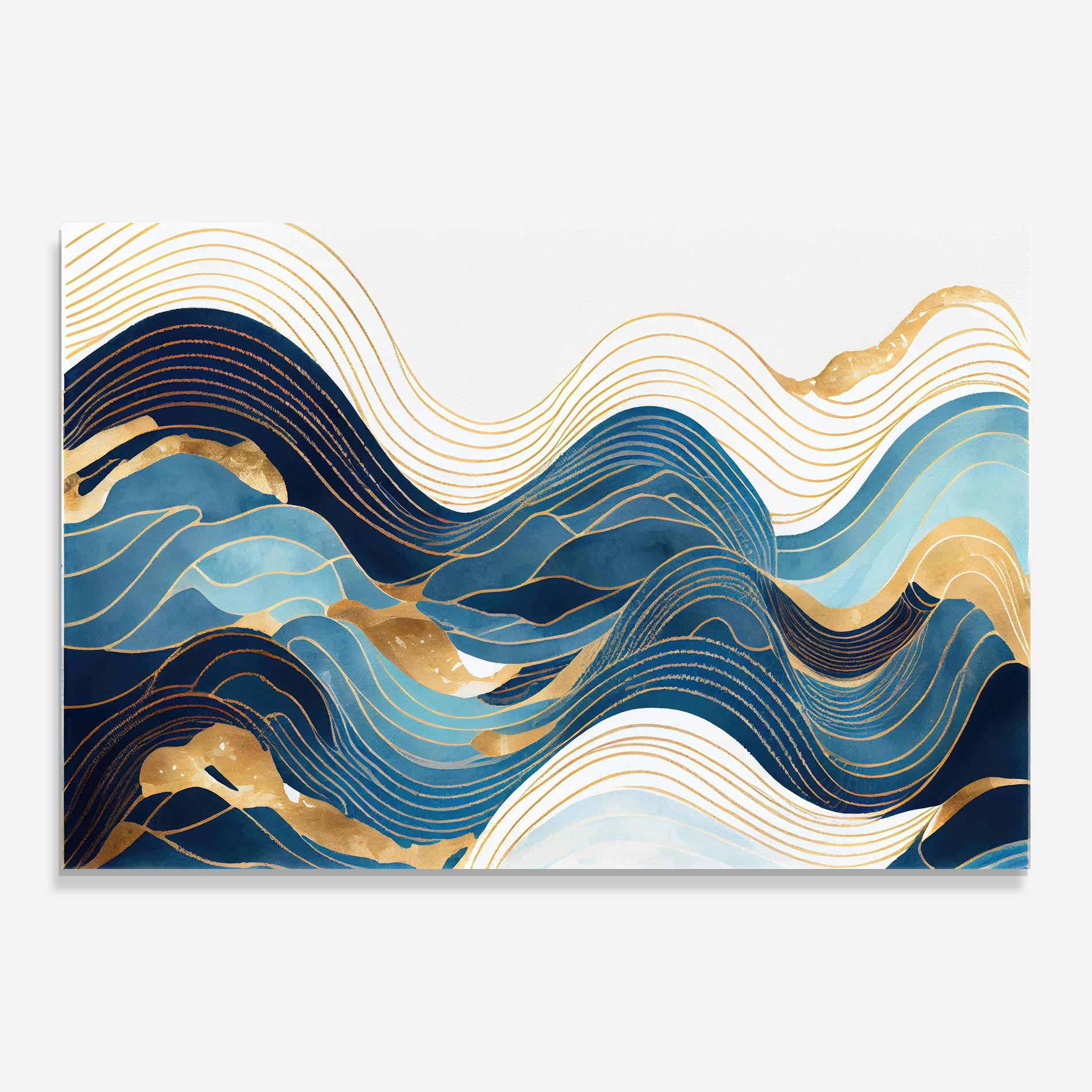 Tablou Sticla Blue Wave Mountain mockup 0