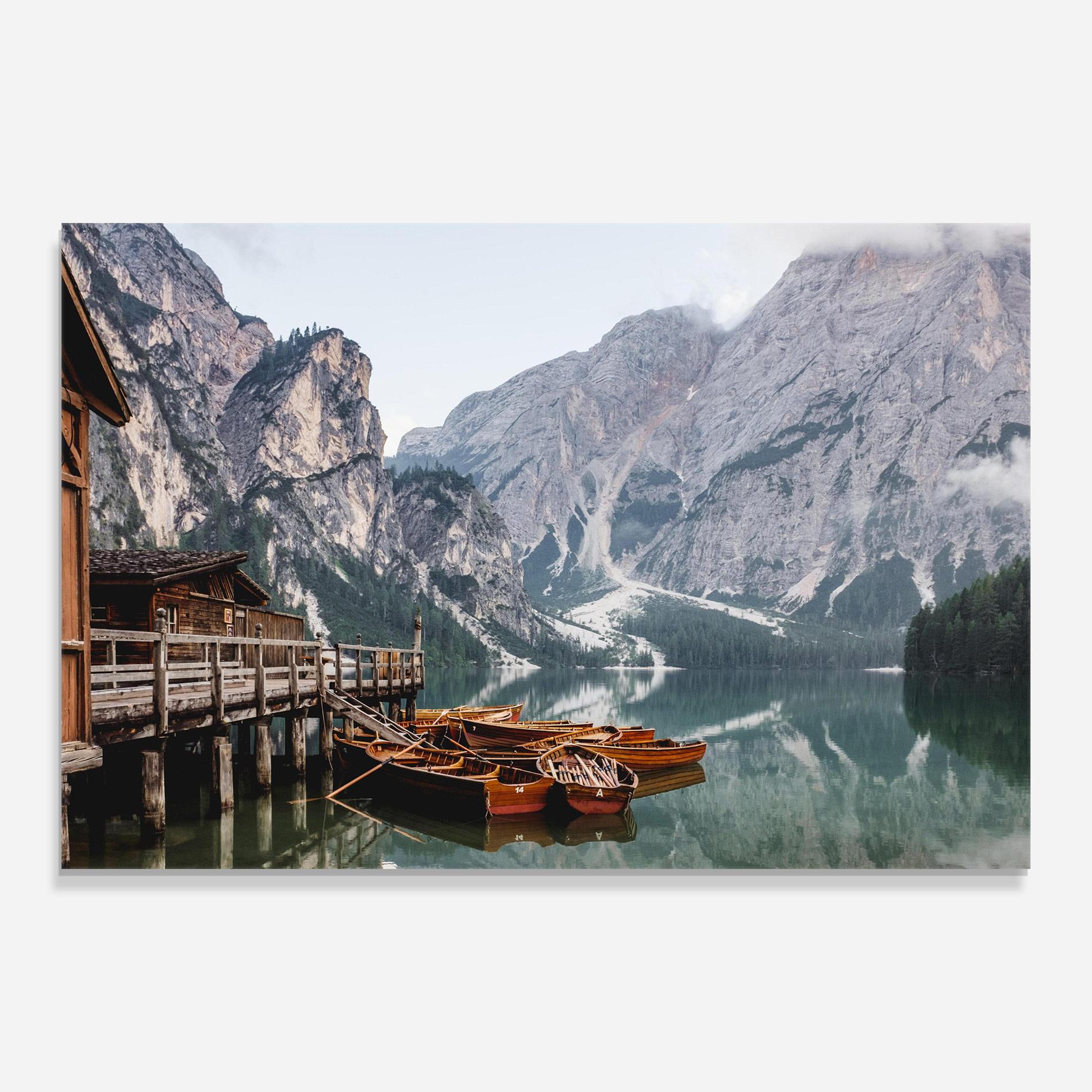 Tablou Sticla Cabin Lake mockup 0