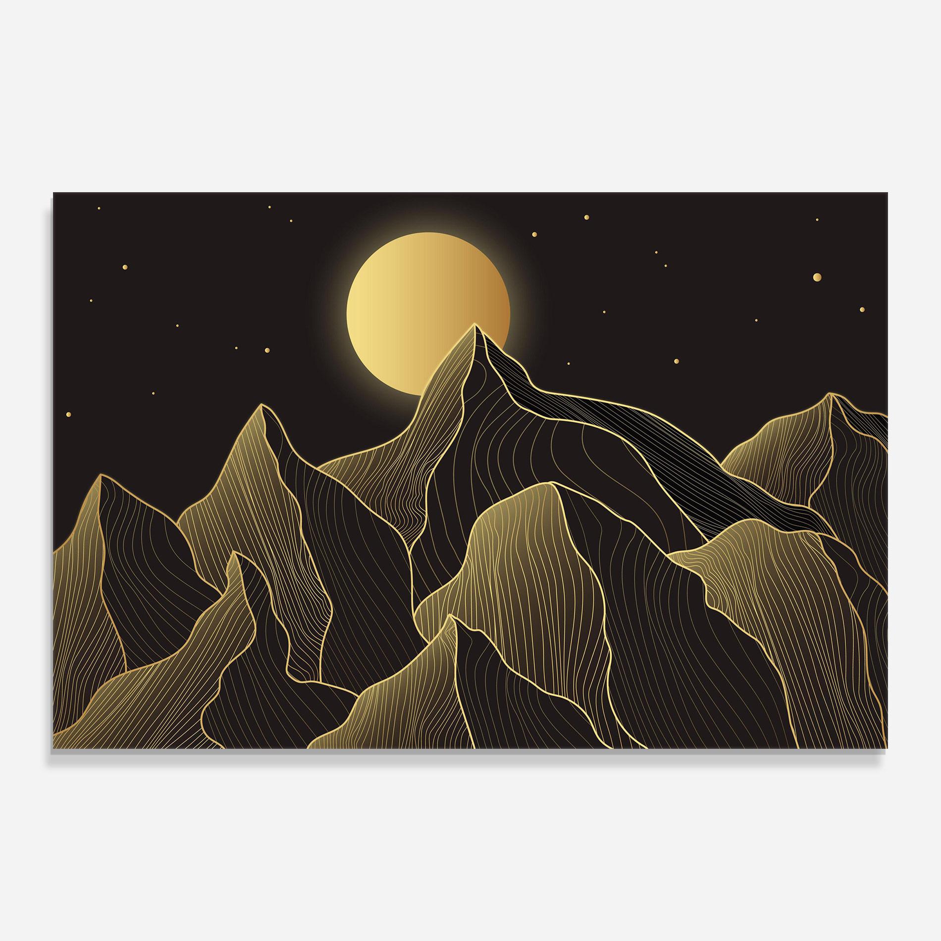 Tablou Sticla Gold Shiny Moon mockup 0