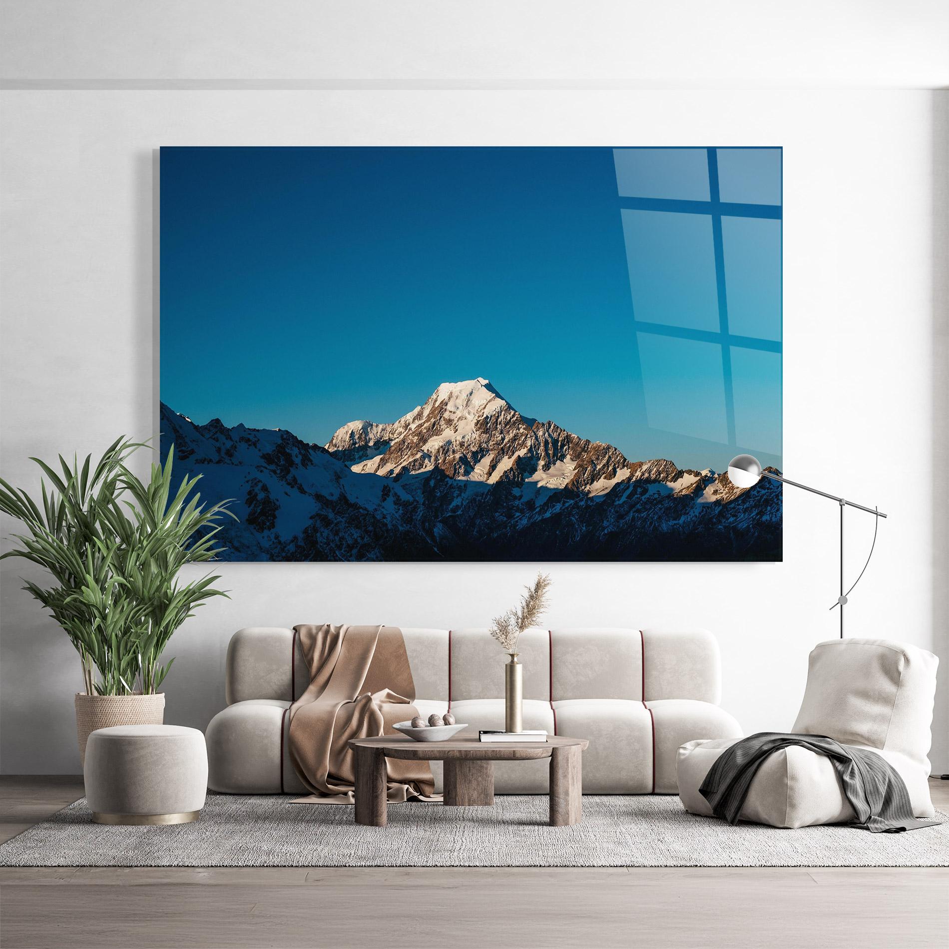 Tablou Sticla Blue Snowy Mountain mockup 9