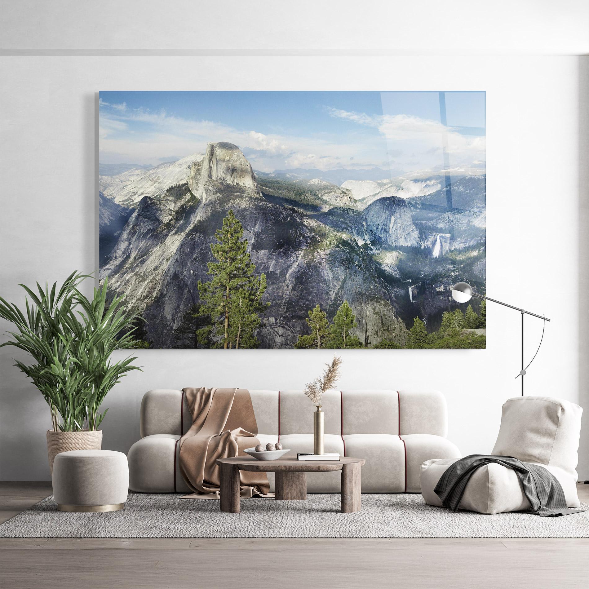 Tablou Sticla Foggy Day Mountain mockup 9