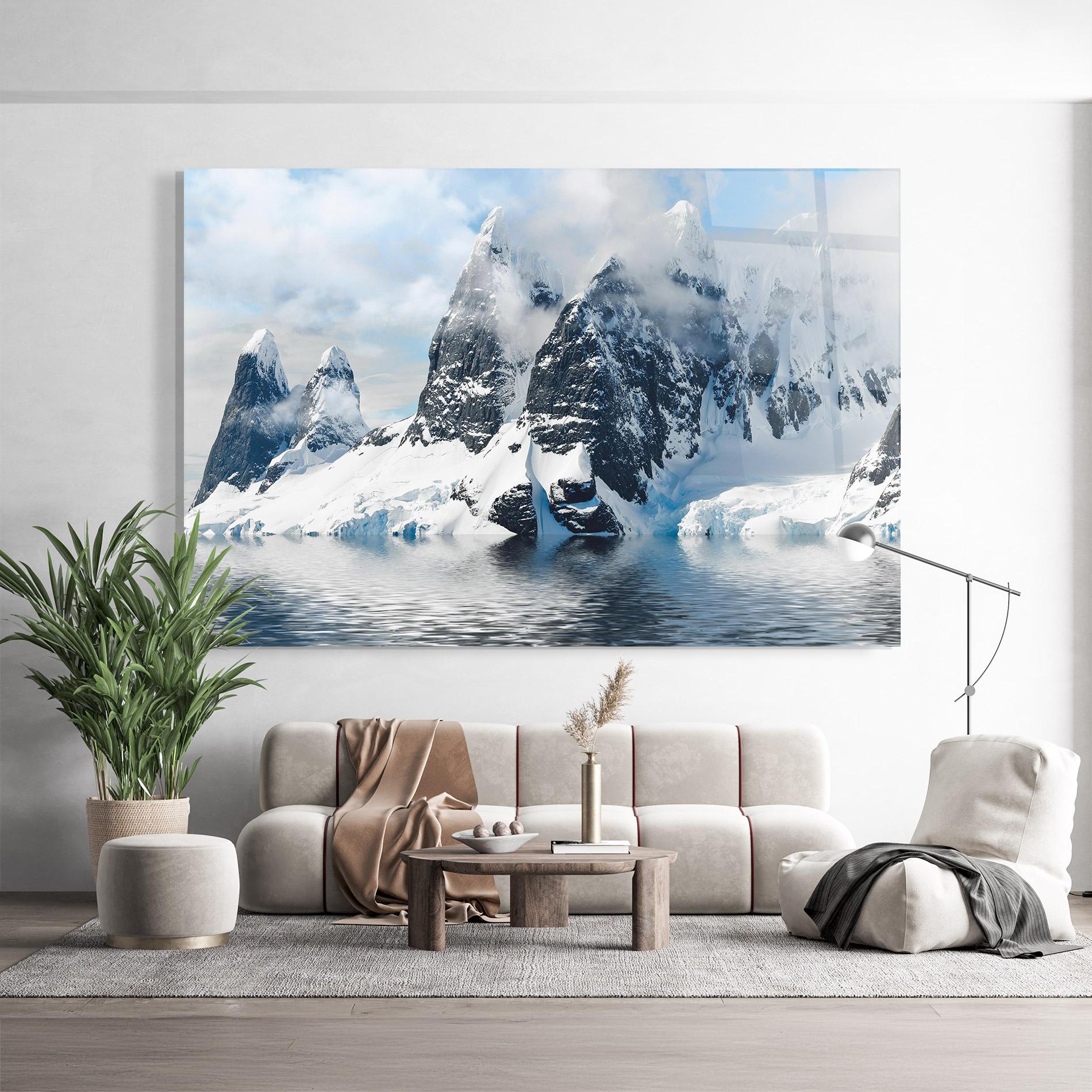 Tablou Sticla Glacial Mountains mockup 9