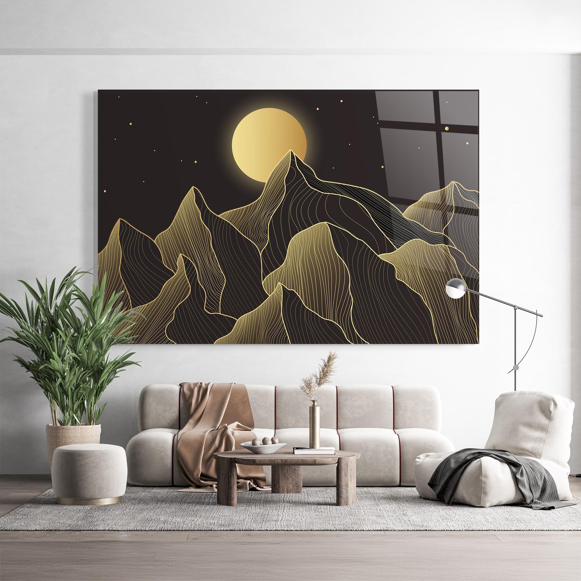 Tablou Sticla Gold Shiny Moon mockup 9