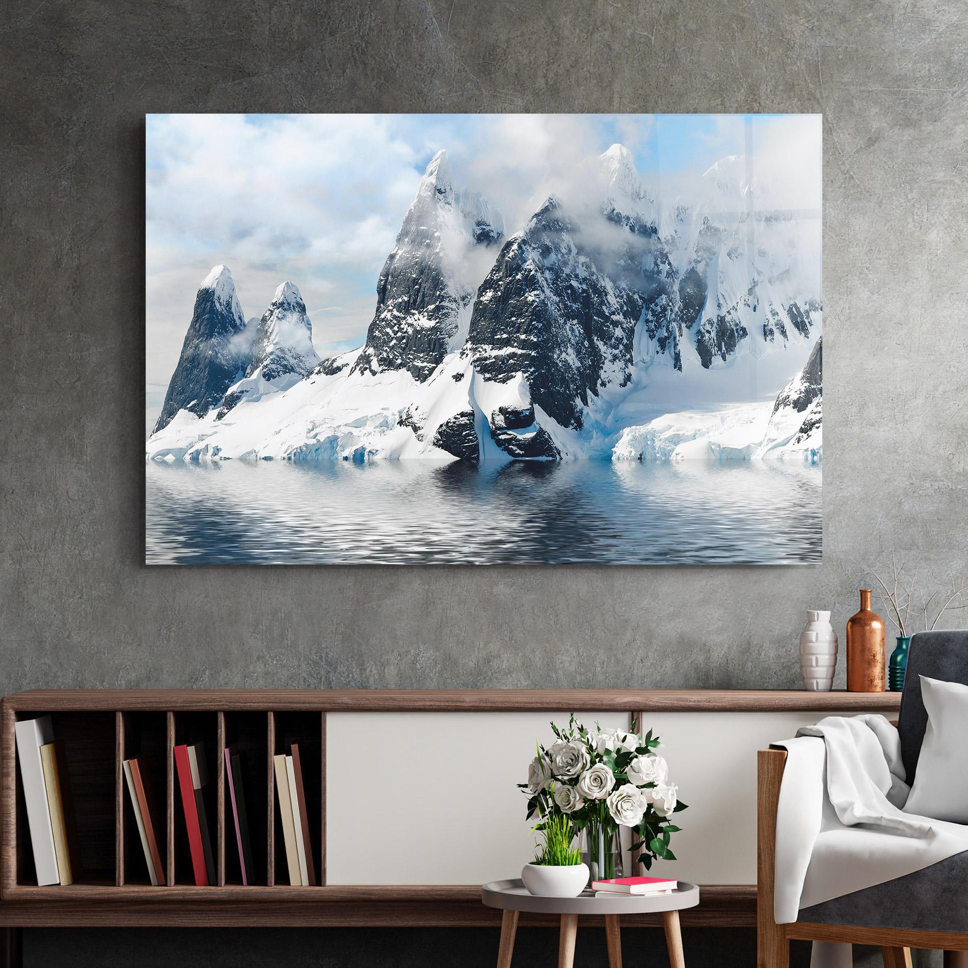 Tablou Sticla Glacial Mountains mockup 2