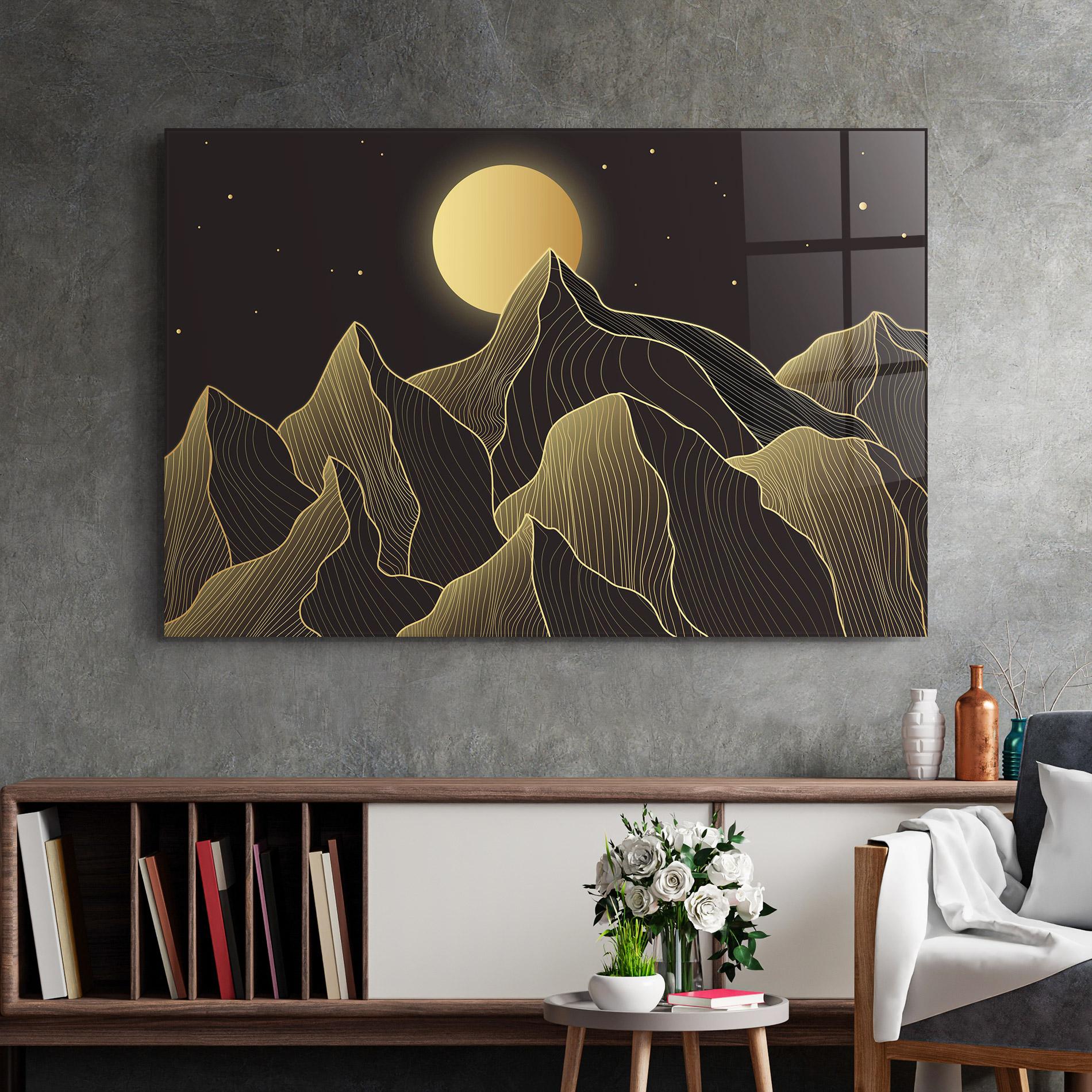 Tablou Sticla Gold Shiny Moon mockup 2