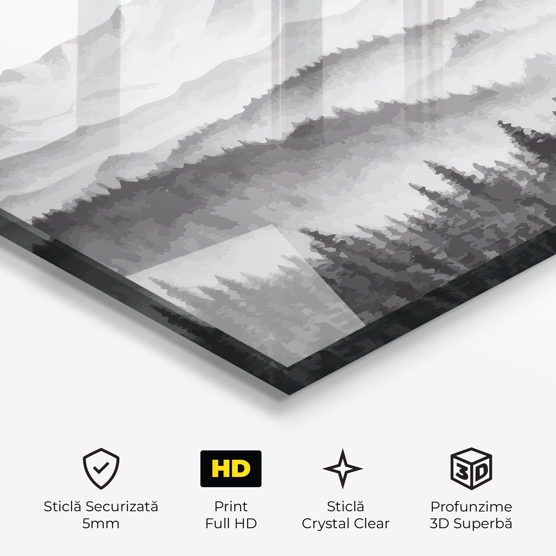 Tablou Sticla Grey Mountain Drawing mockup 3