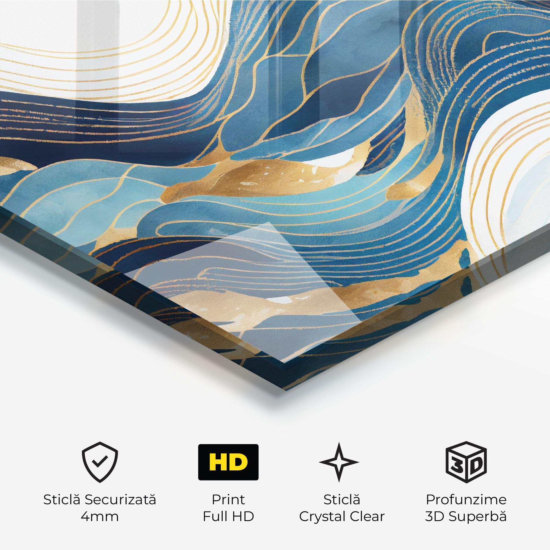 Tablou Sticla Blue Wave Mountain mockup 3