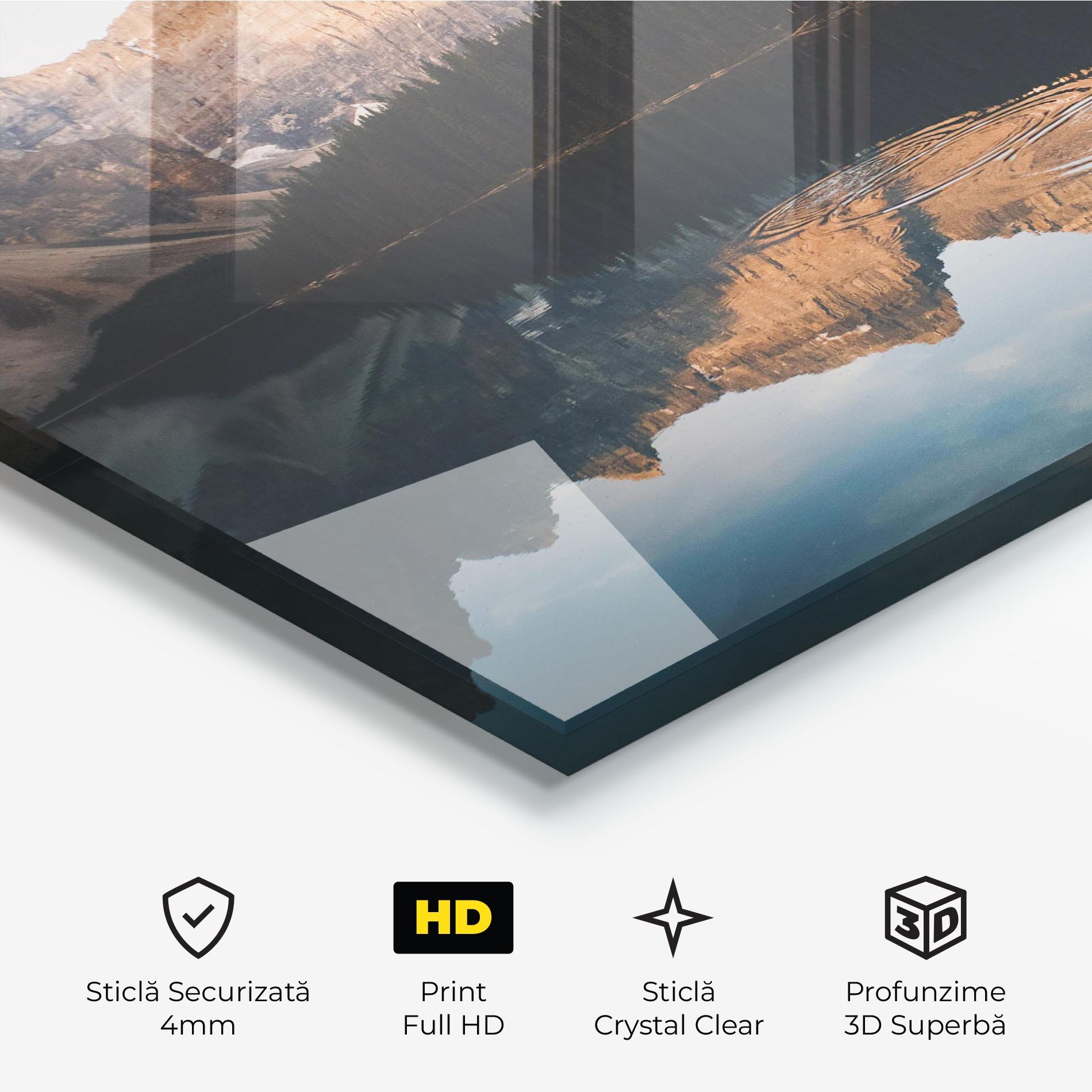 Tablou Sticla Brown Mountain Lake mockup 3