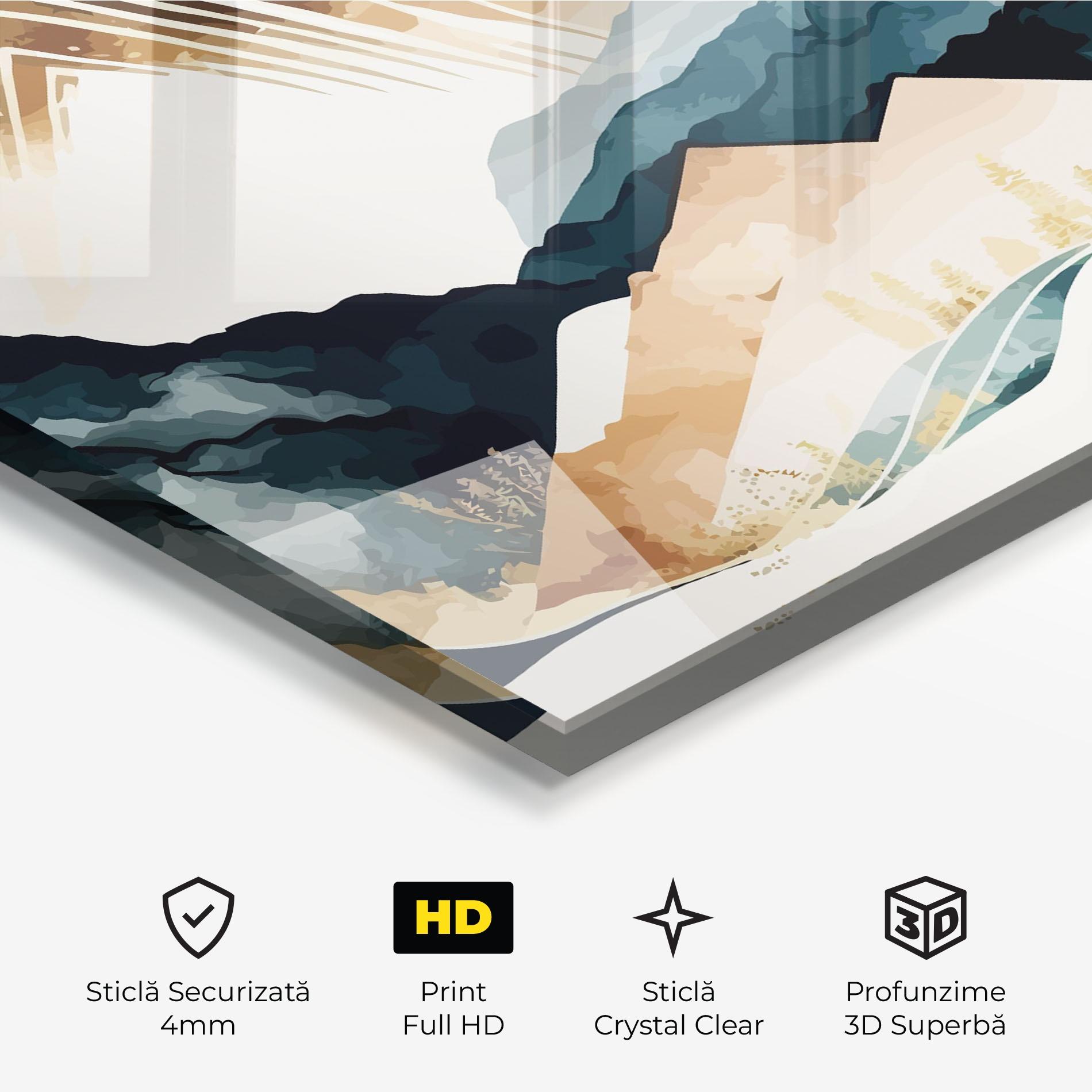 Tablou Sticla Gold Green Mountain mockup 3