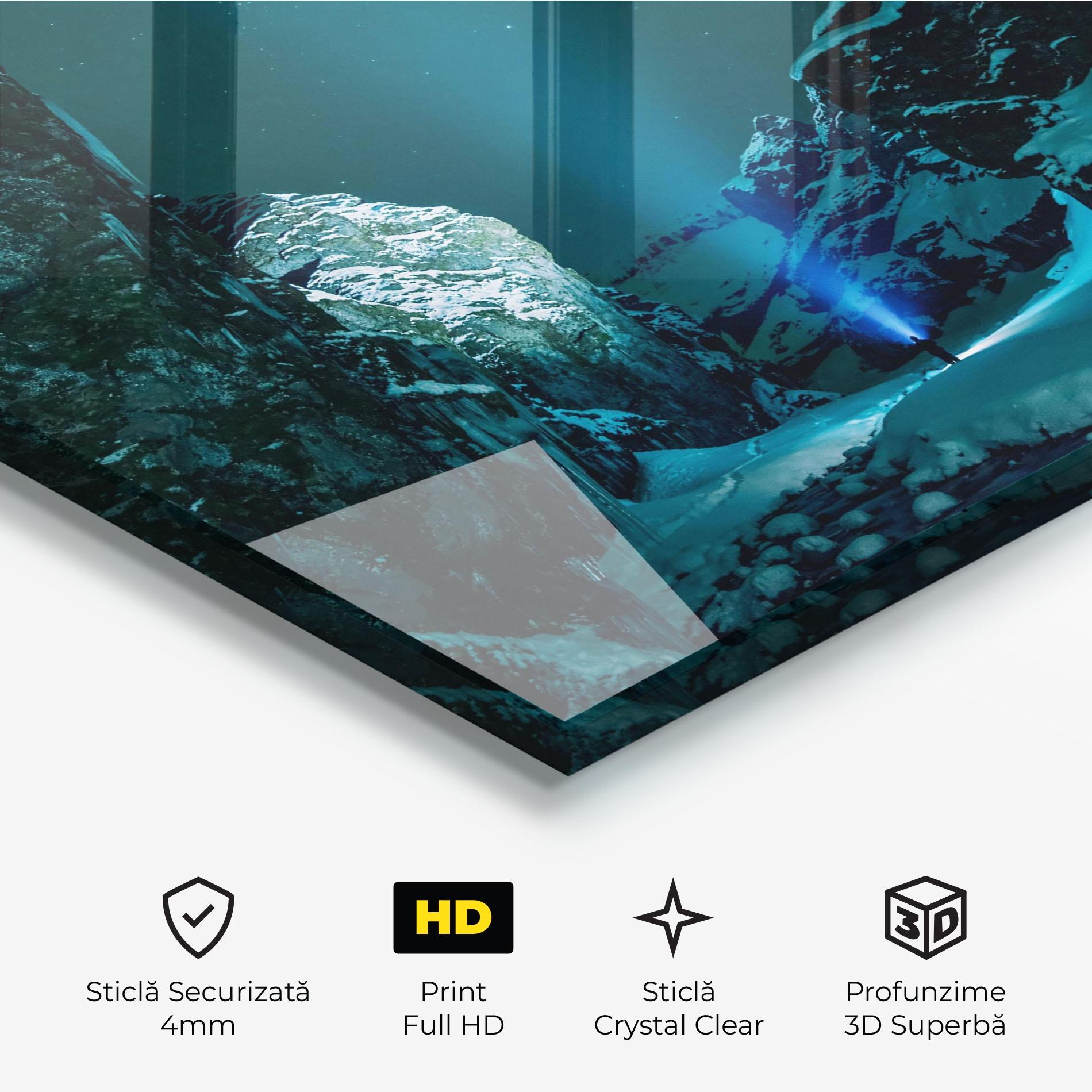 Tablou Sticla Green Light Mountain mockup 3