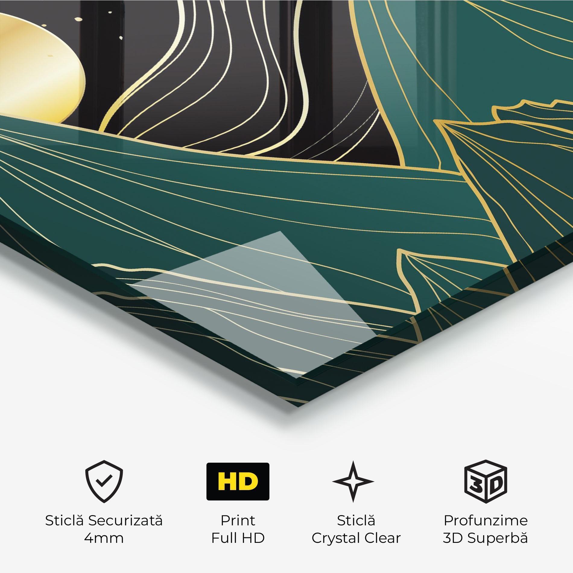 Tablou Sticla Mountain Gold Moon mockup 3
