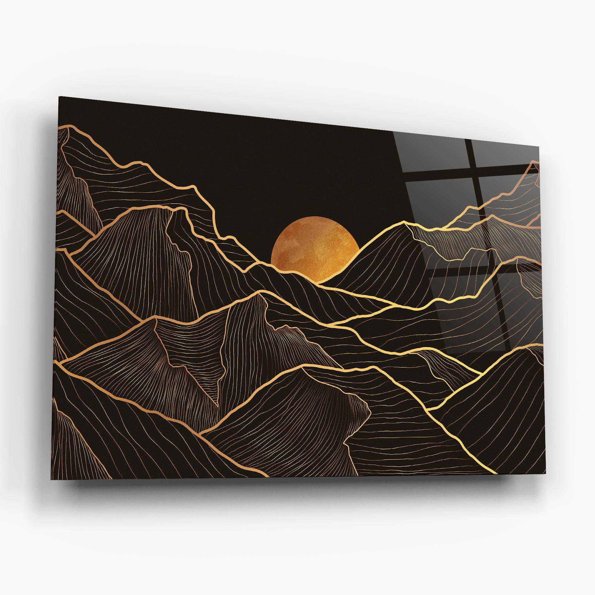 Tablou Sticla Black Gold Mountains mockup 6