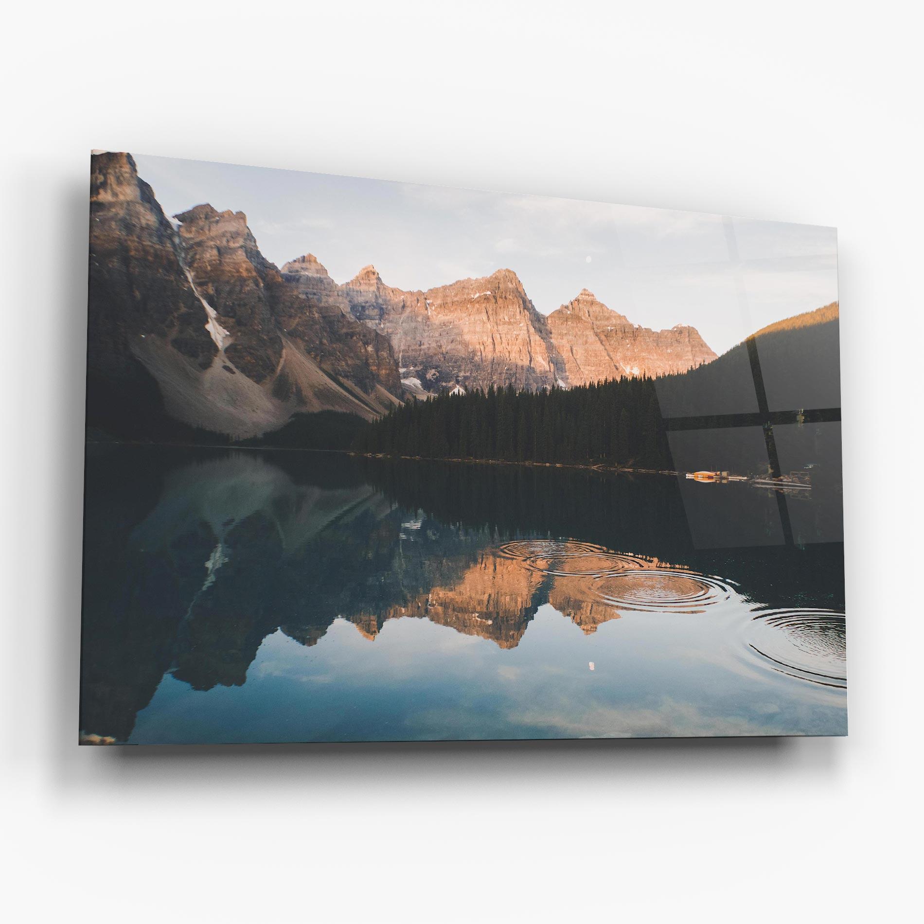 Tablou Sticla Brown Mountain Lake mockup 6