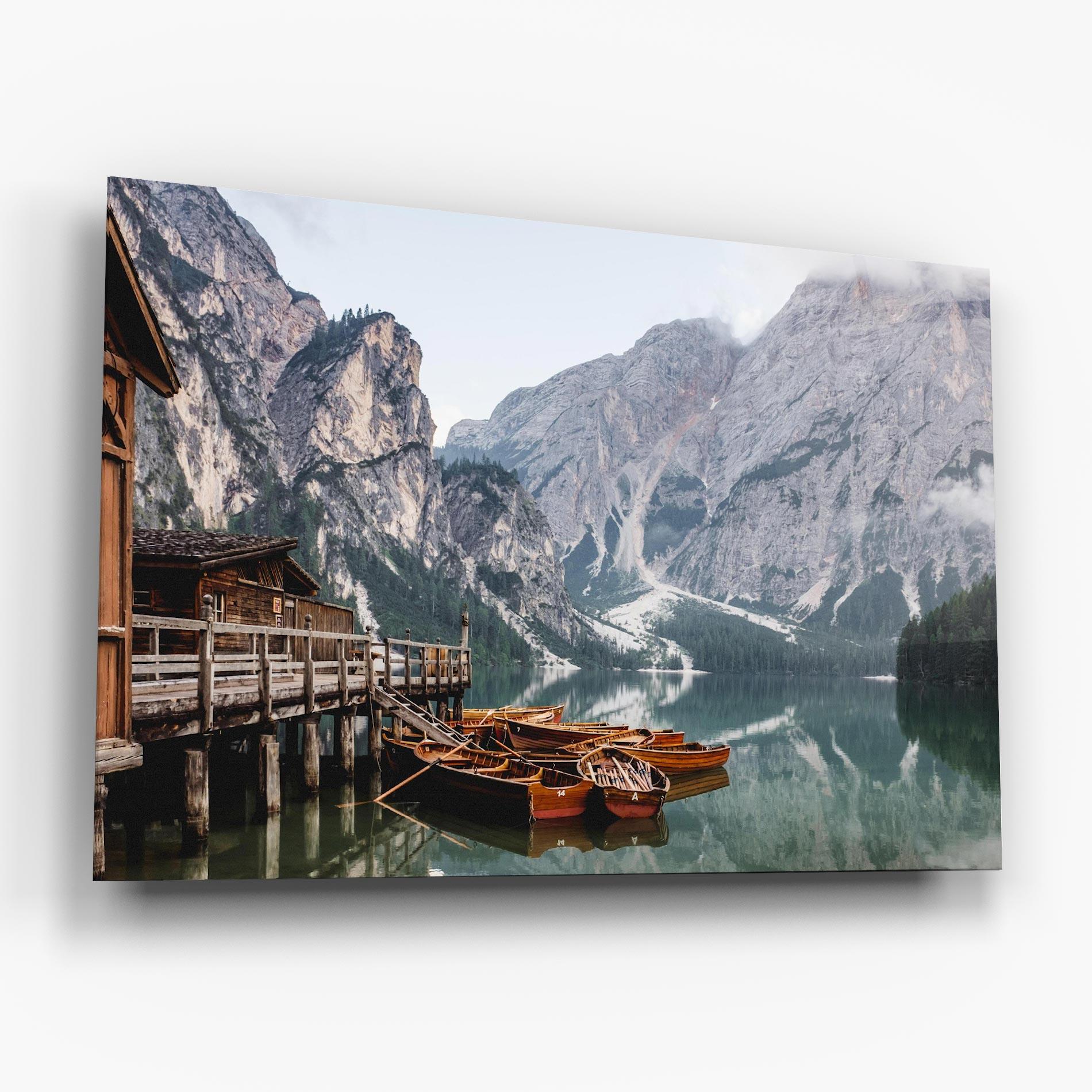 Tablou Sticla Cabin Lake mockup 6