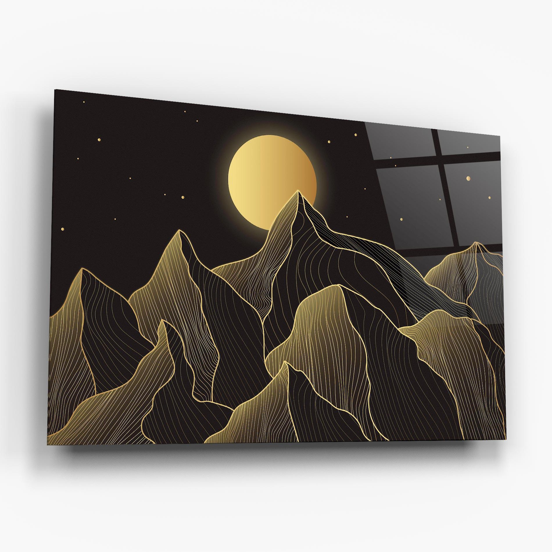 Tablou Sticla Gold Shiny Moon mockup 6
