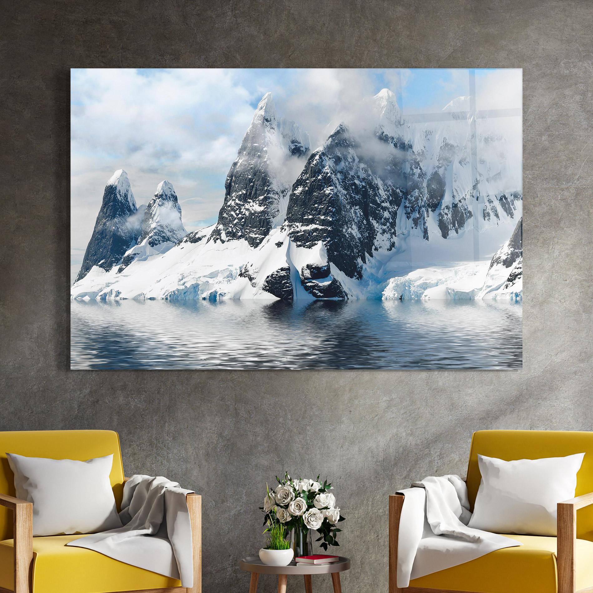 Tablou Sticla Glacial Mountains mockup 4