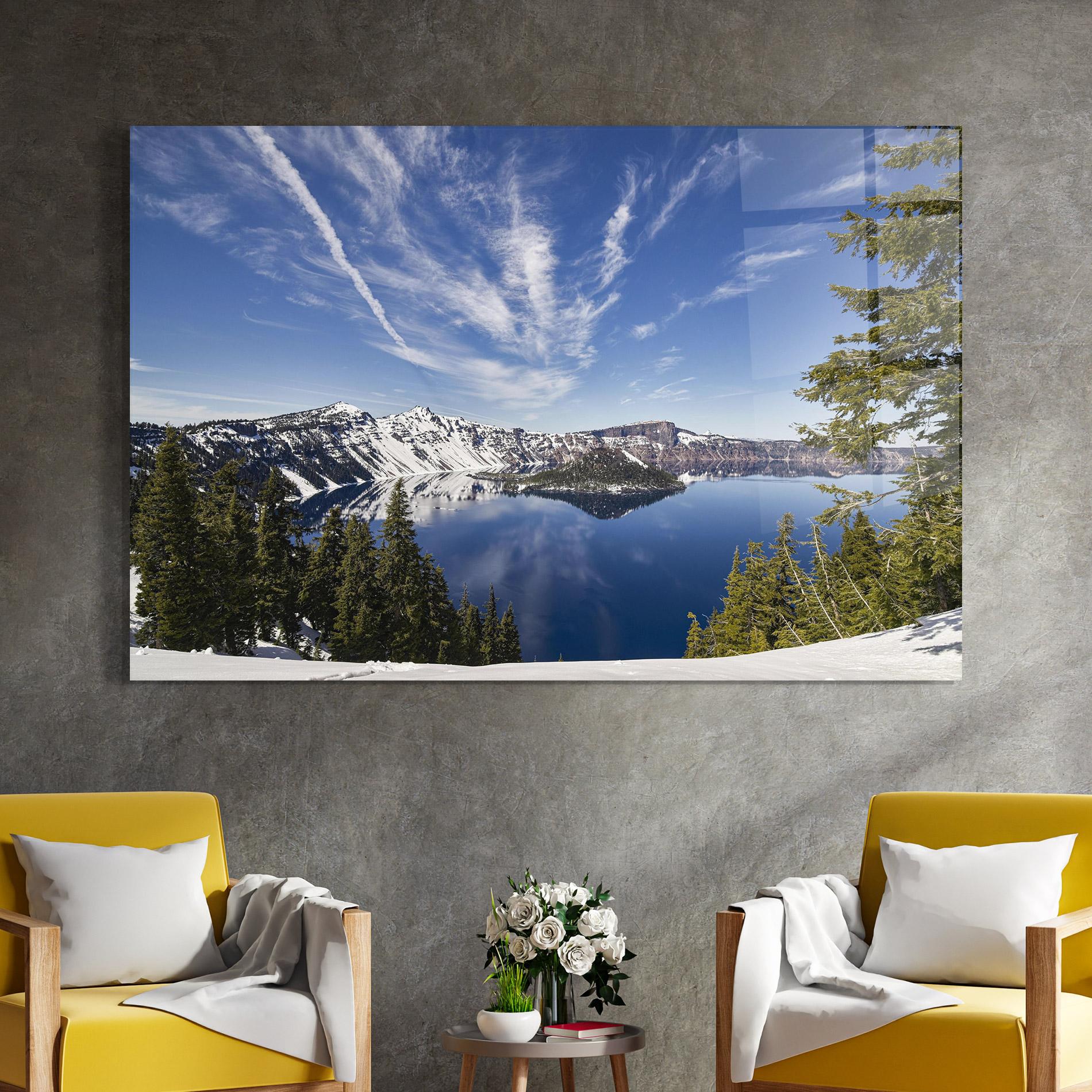 Tablou Sticla White Snowy Mountain mockup 4