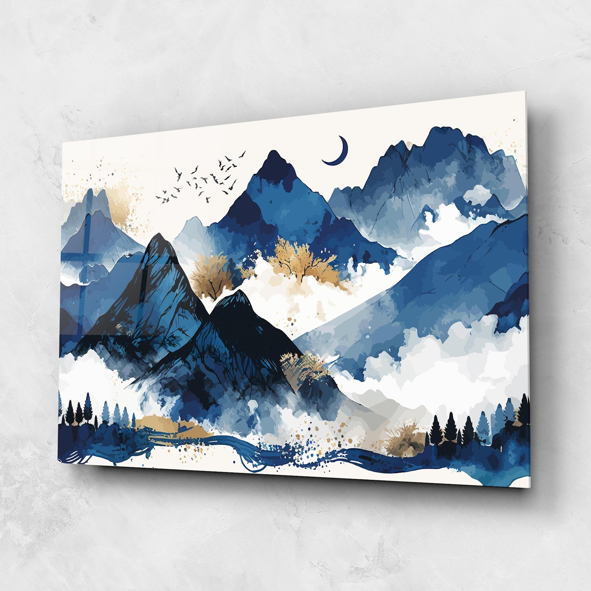 Tablou Sticla Blue Mountain Moon mockup 1